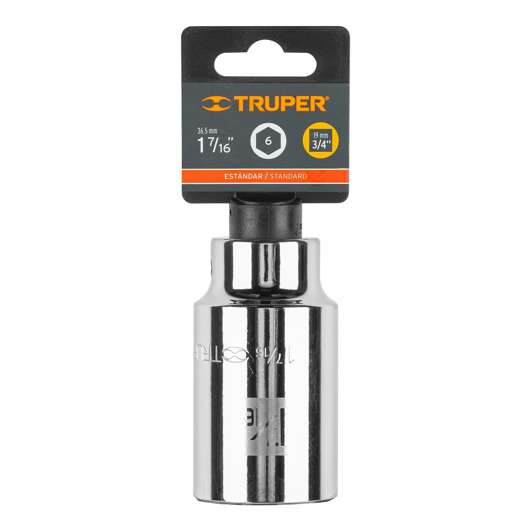 Dado largo de 1-7/16", 6 puntas, cuadro 3/4", Truper
