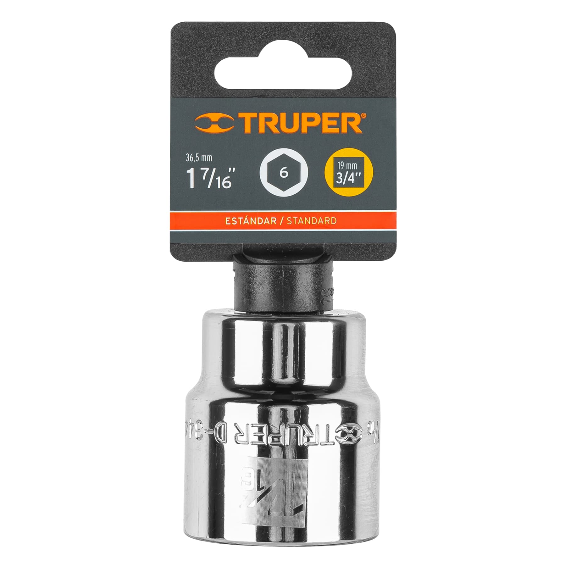 Dado de 1-7/16", 6 puntas, cuadro 3/4", Truper