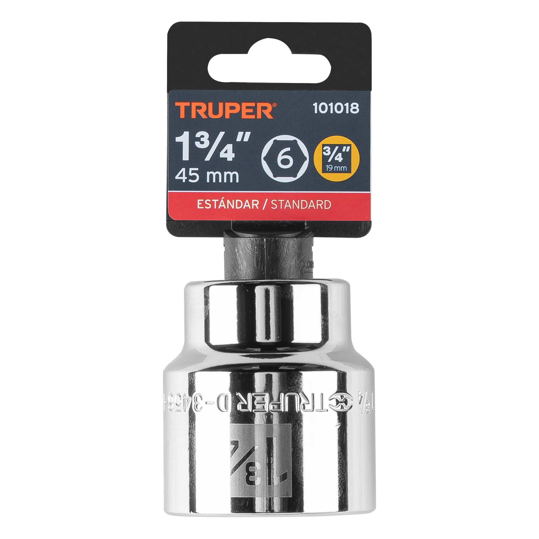 Dado de 1-3/4", 6 puntas, cuadro 3/4", Truper