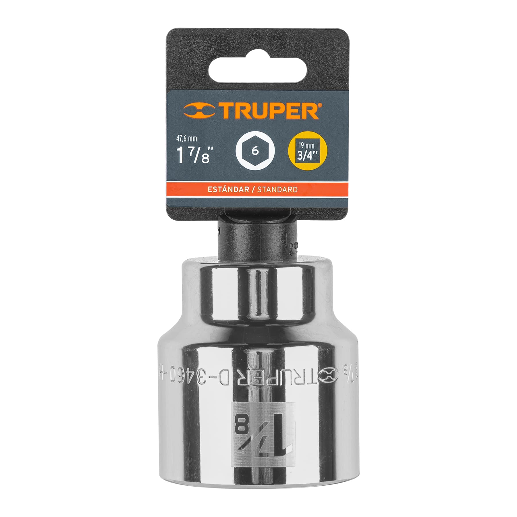 Dado de 1-7/8", 6 puntas, cuadro 3/4", Truper