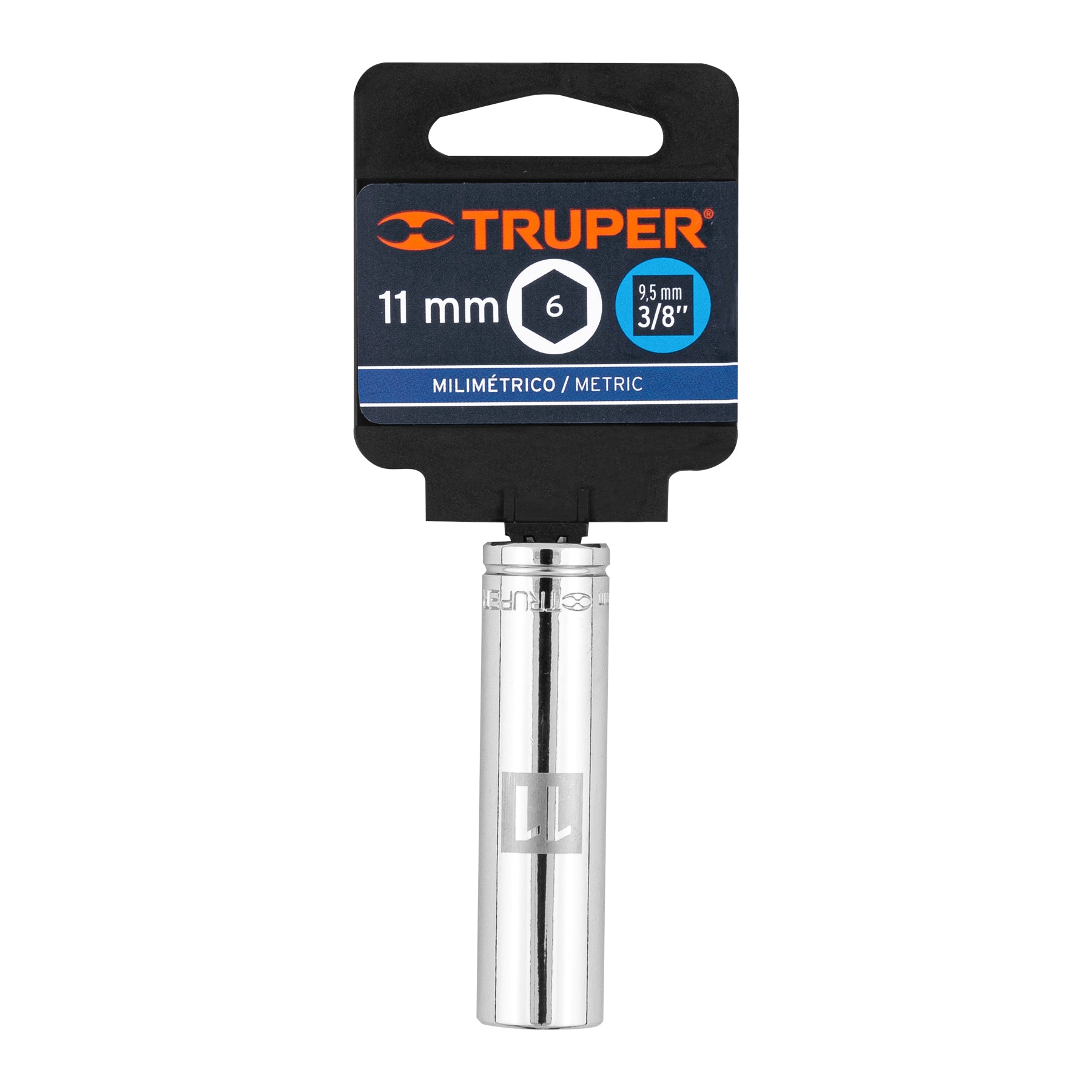 Dado largo de 11 mm, 6 puntas, cuadro 3/8", Truper