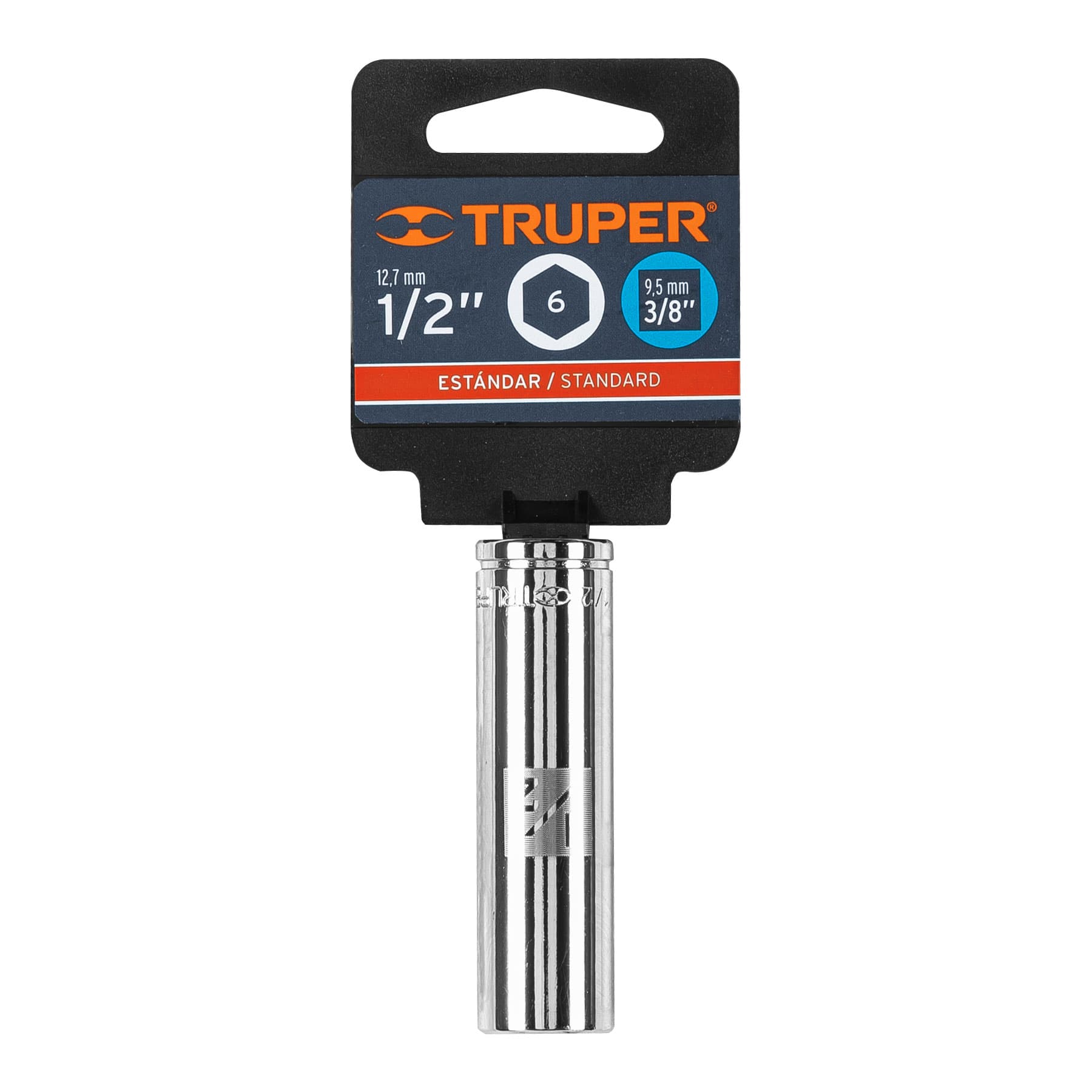 Dado largo de 1/2", 6 puntas, cuadro 3/8", Truper