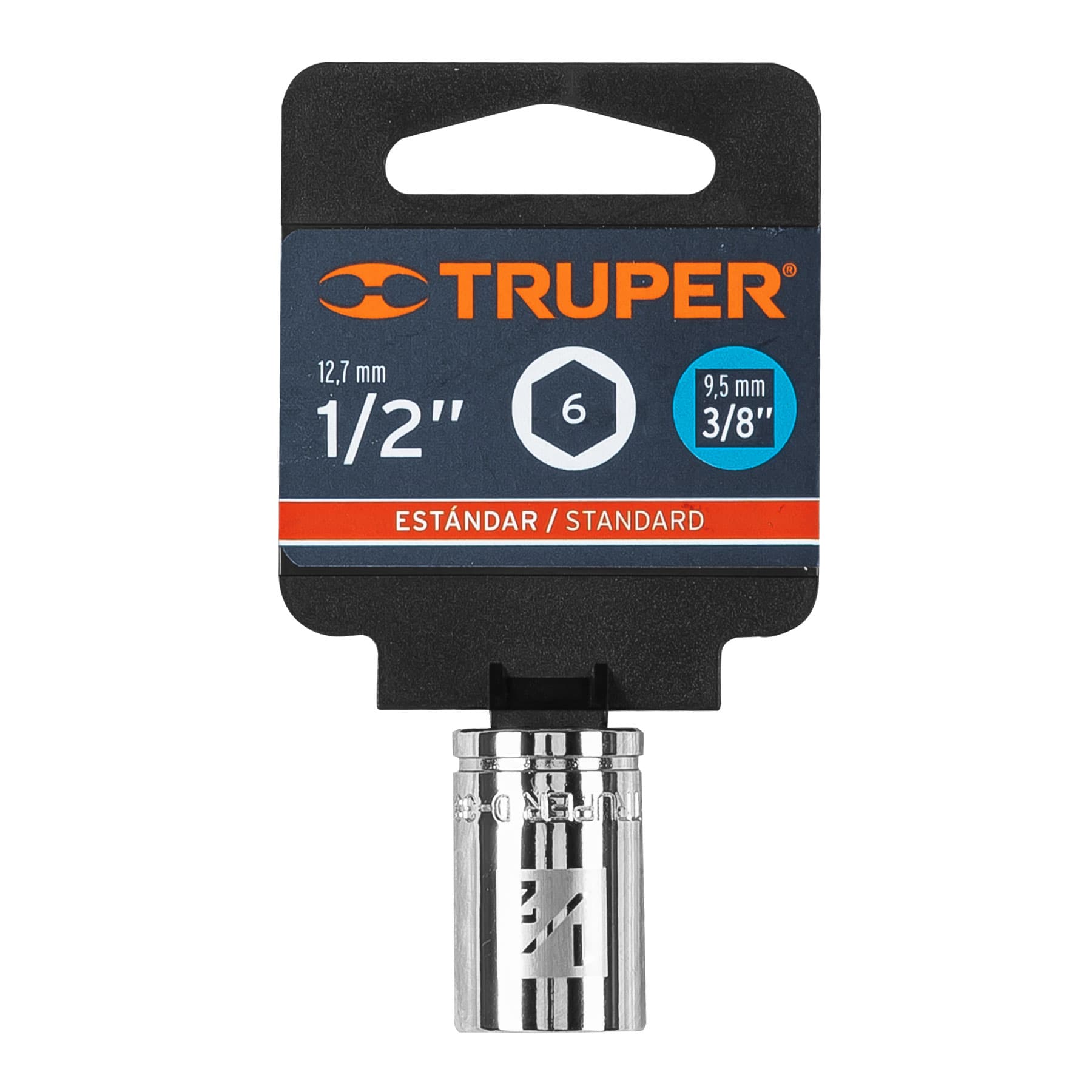 Dado de 1/2", 6 puntas, cuadro 3/8", Truper