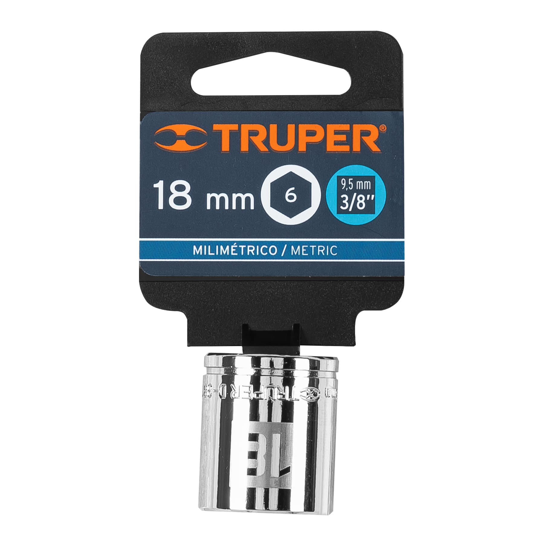 Dado de 18 mm, 6 puntas, cuadro 3/8", Truper