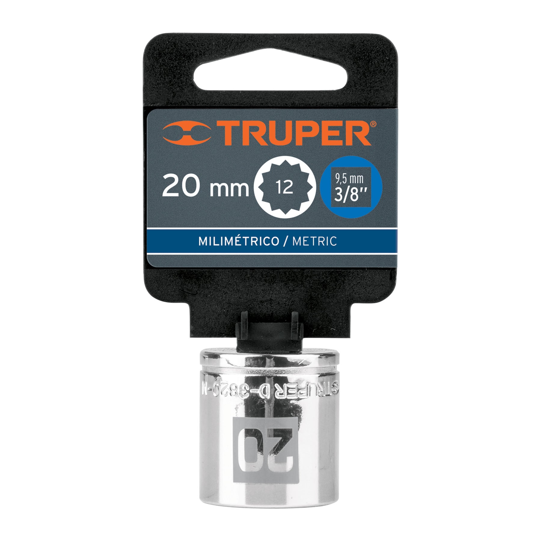 Dado de 20 mm, 12 puntas, cuadro 3/8", Truper