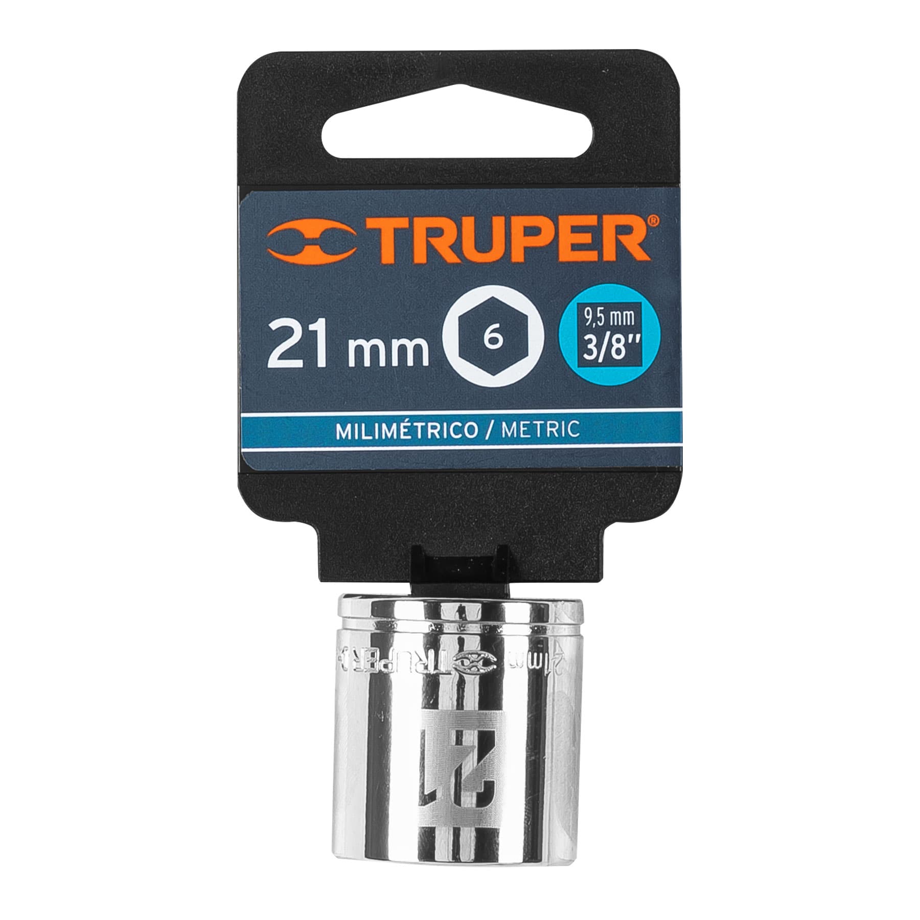 Dado de 21 mm, 6 puntas, cuadro 3/8", Truper