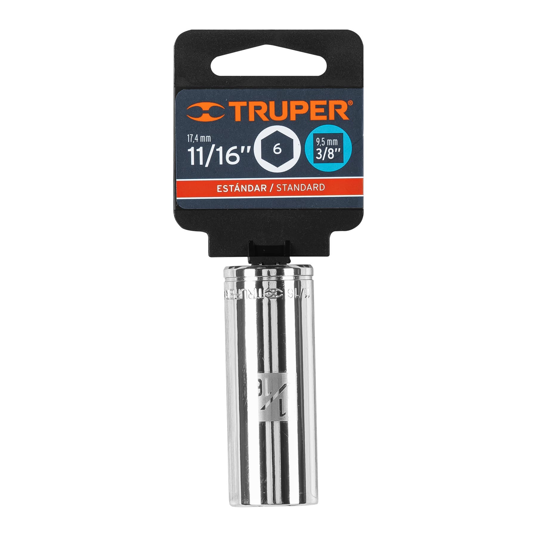 Dado largo de 11/16", 6 puntas, cuadro 3/8", Truper