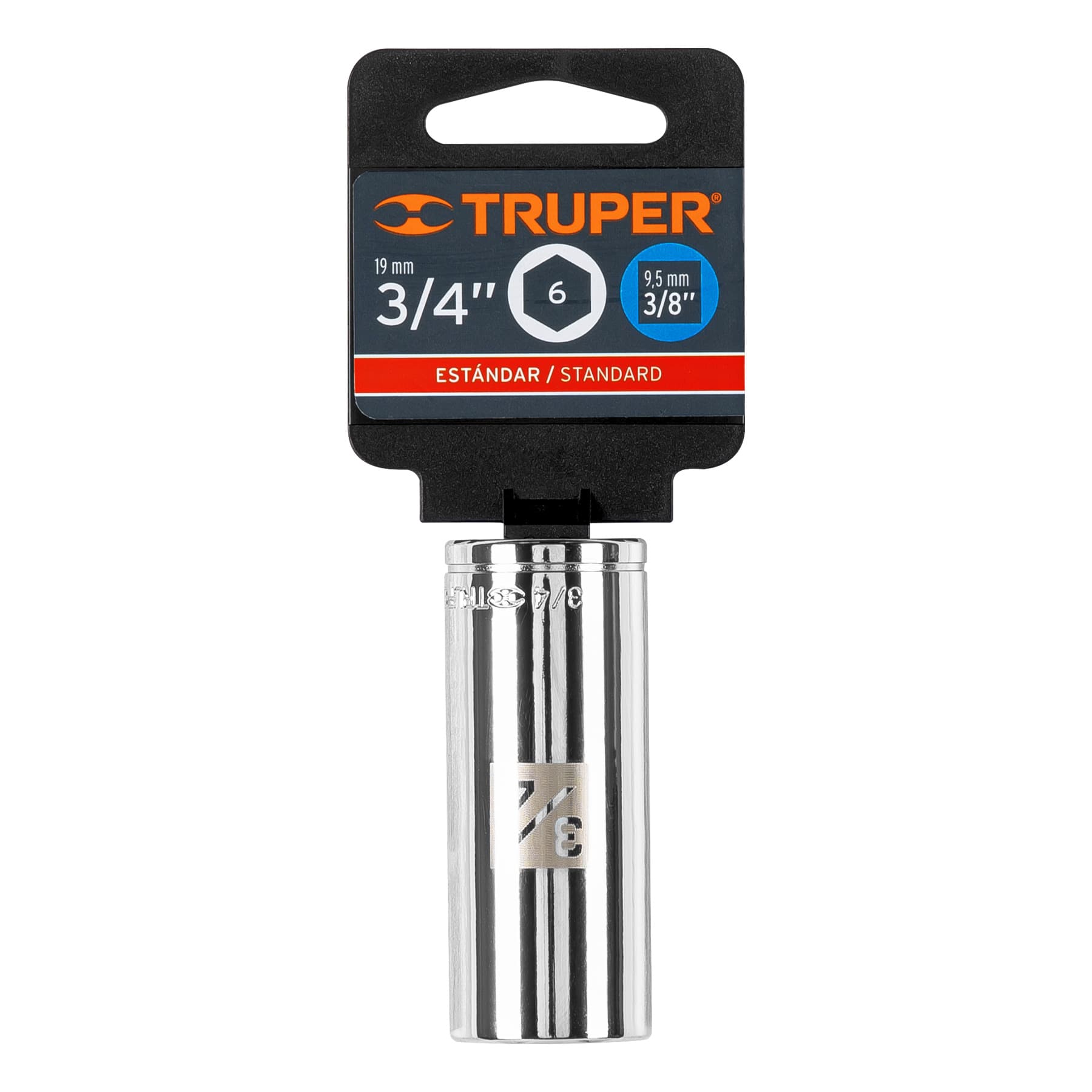 Dado largo de 3/4", 6 puntas, cuadro 3/8", Truper