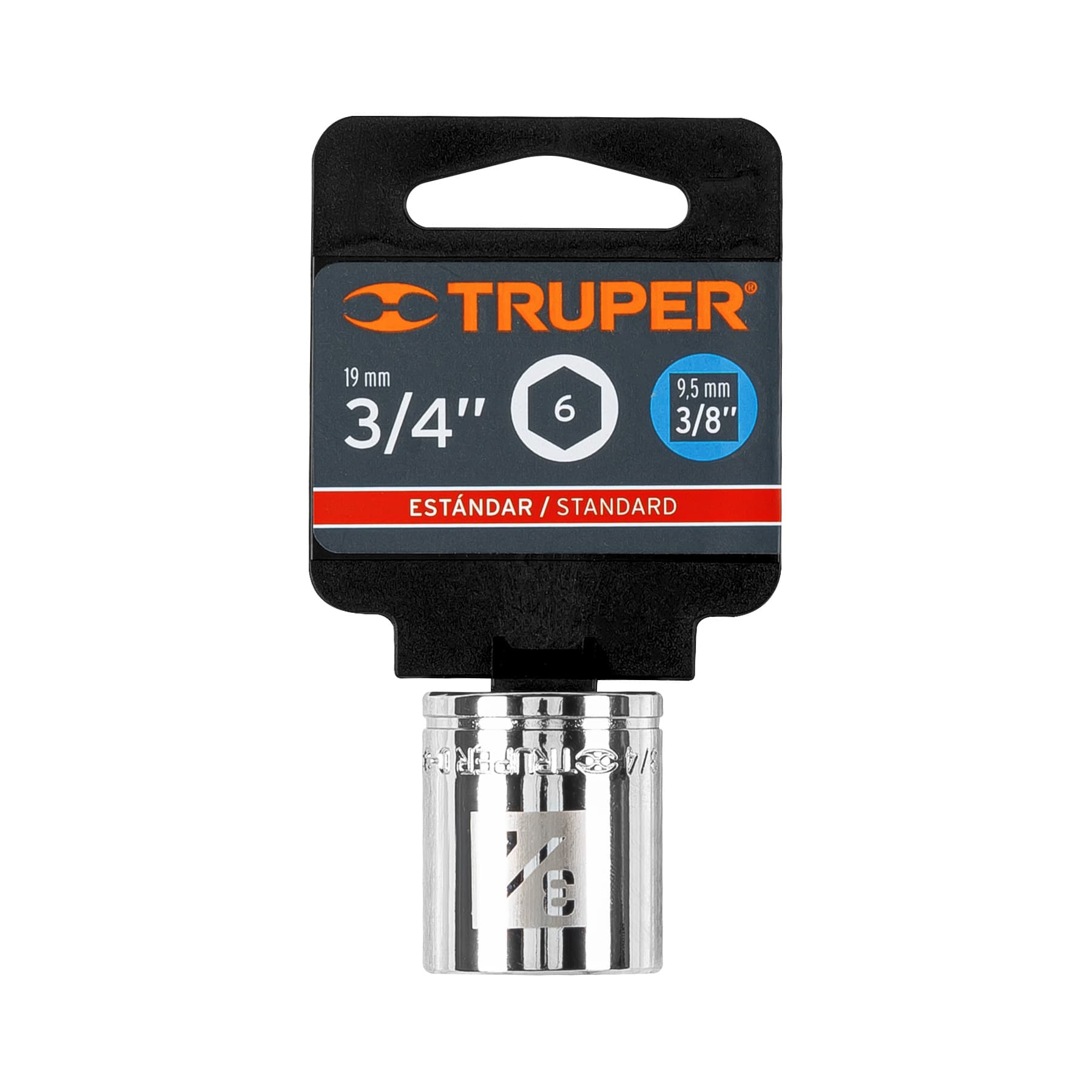 Dado de 3/4", 6 puntas, cuadro 3/8", Truper