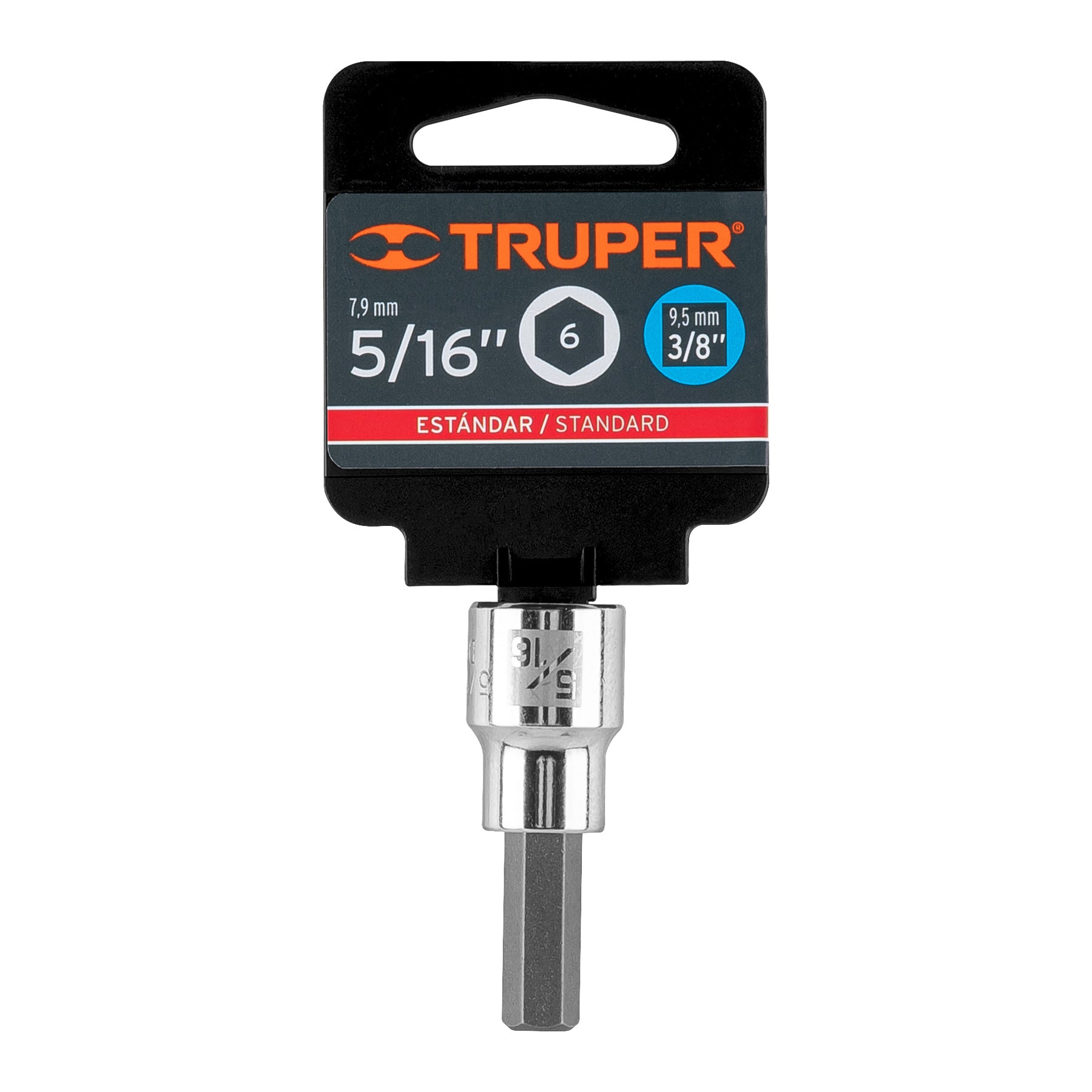 Dado punta hexagonal de 5/16", cuadro 3/8", Truper