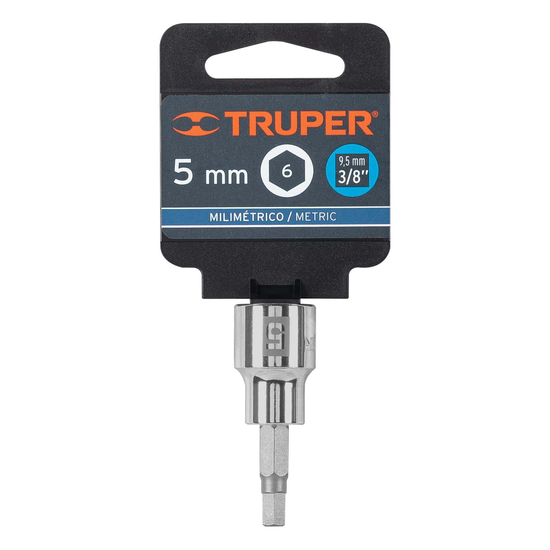 Dado punta hexagonal de 5 mm, cuadro 3/8", Truper