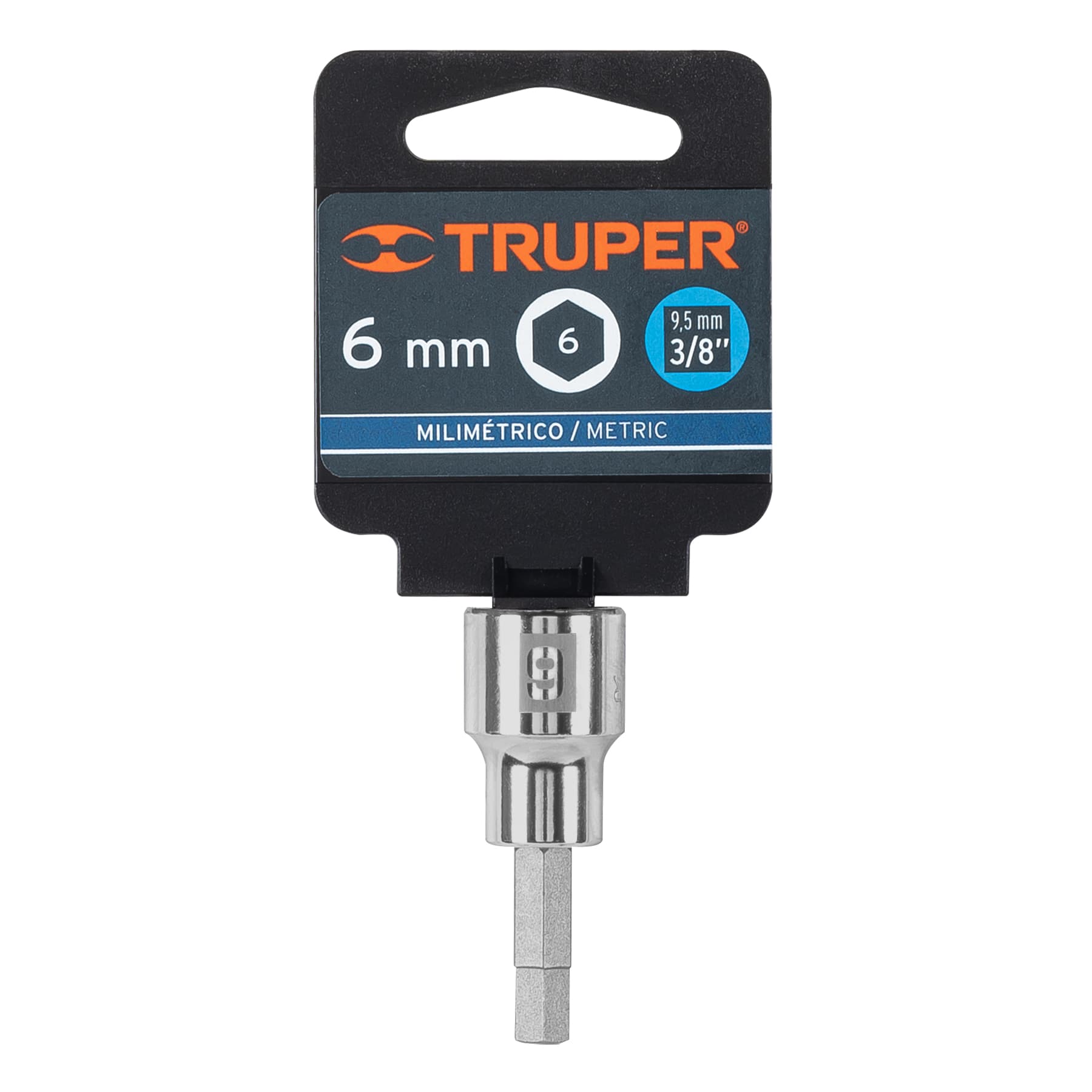 Dado punta hexagonal de 6 mm, cuadro 3/8", Truper