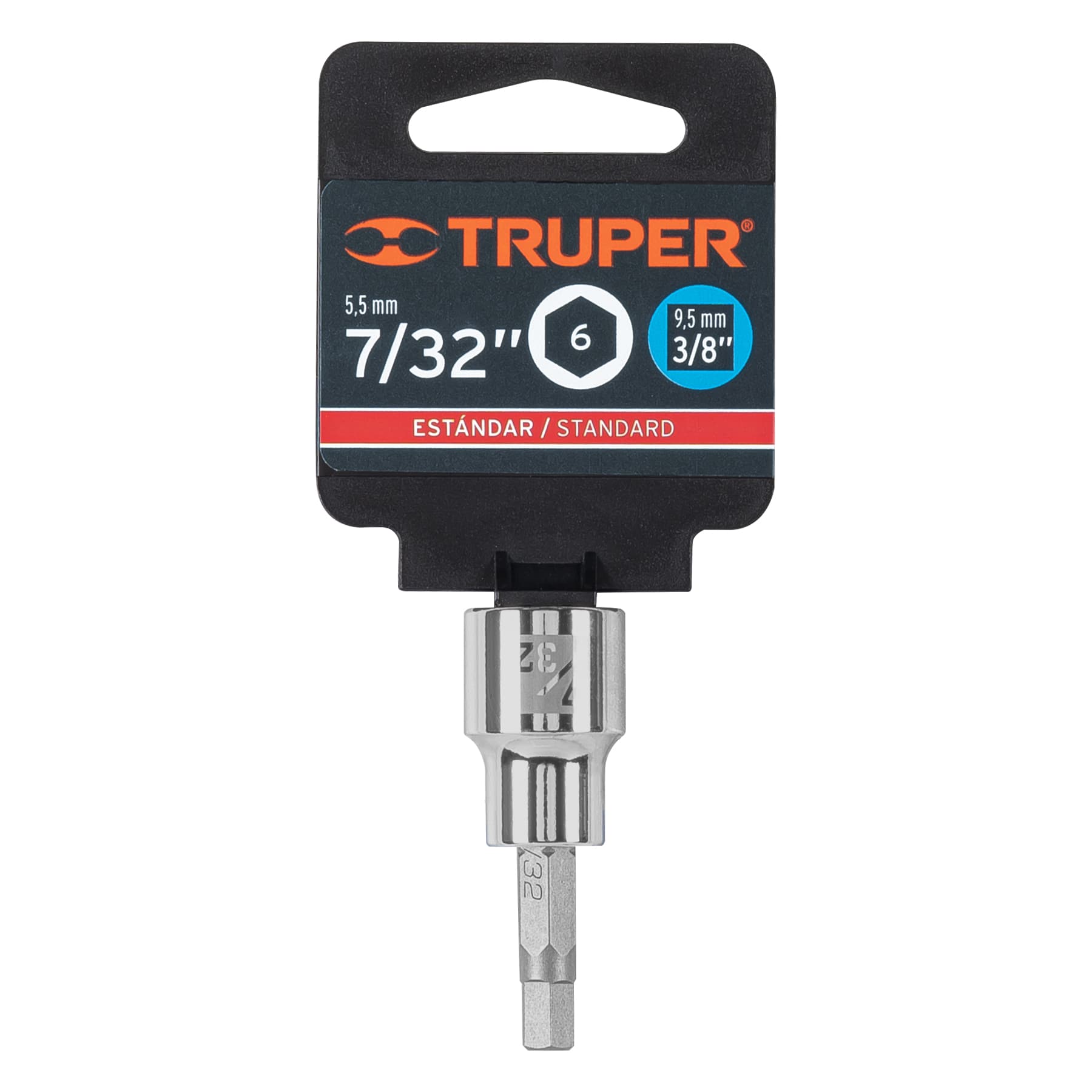 Dado punta hexagonal de 7/32", cuadro 3/8", Truper