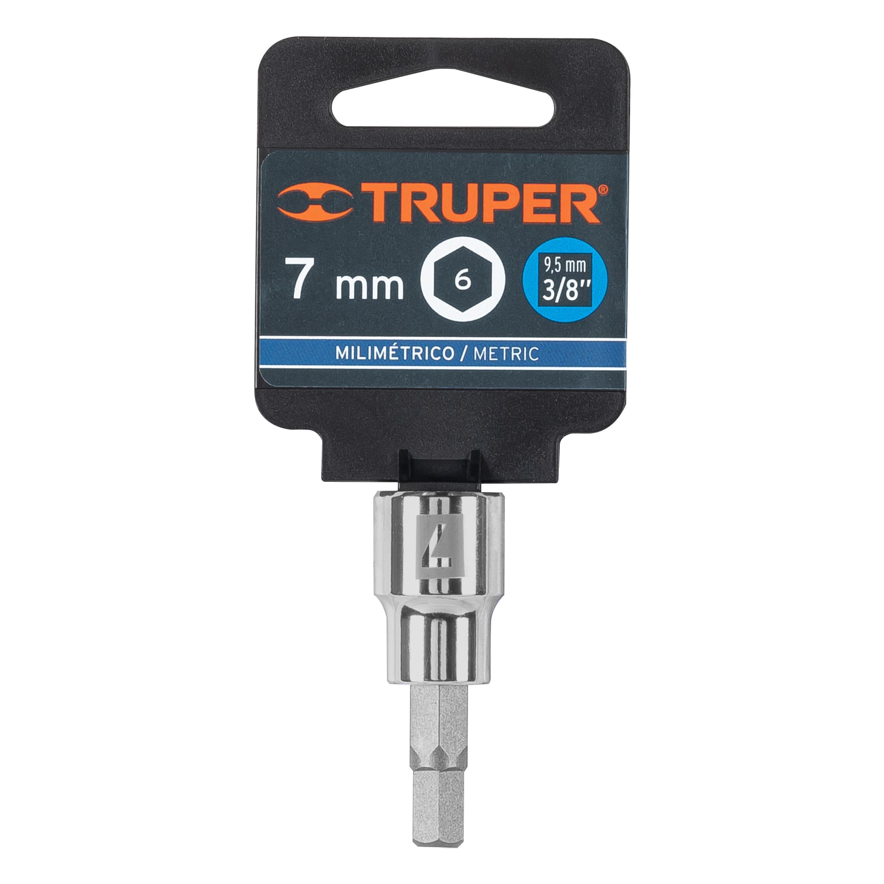 Dado punta hexagonal de 7 mm, cuadro 3/8", Truper