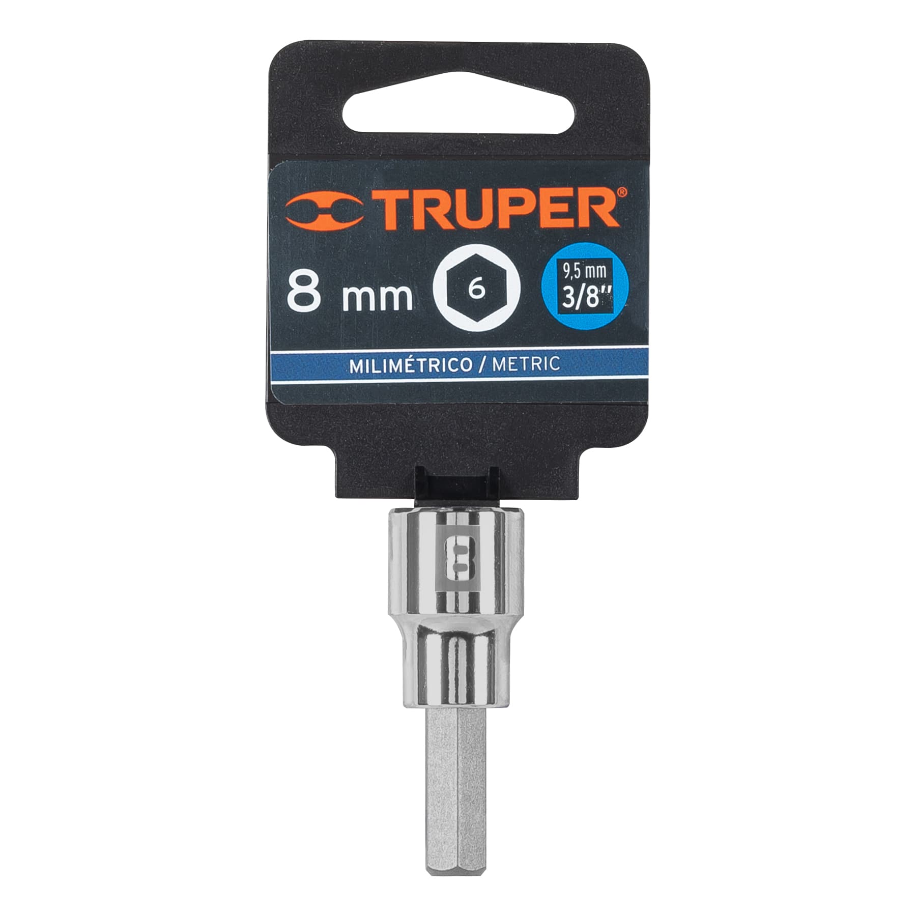 Dado punta hexagonal de 8 mm, cuadro 3/8", Truper