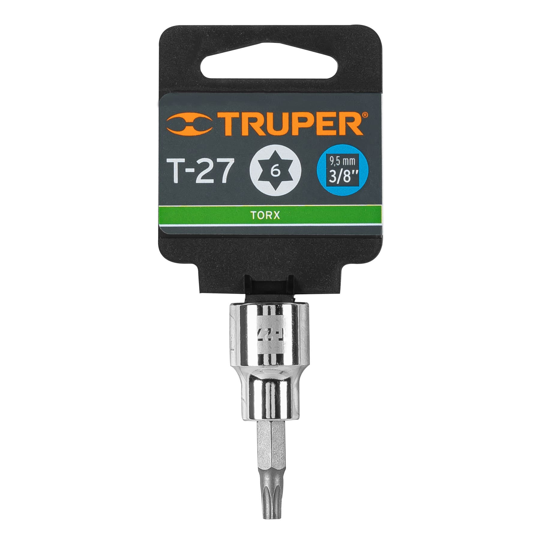 Dado punta torx T-27, cuadro 3/8", Truper