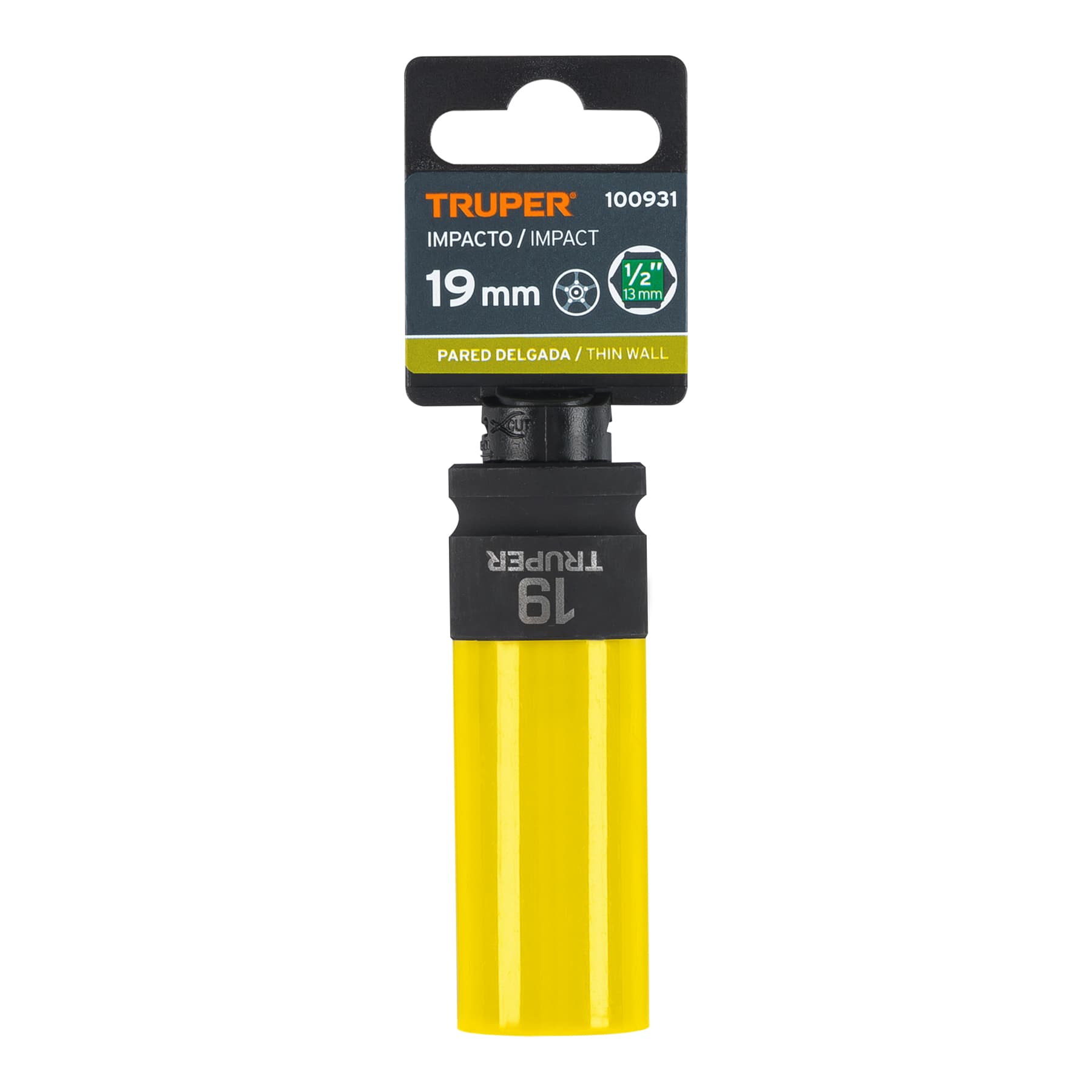 Dado largo impacto protector plástico 19 mm, 6 puntas, cuadro 1/2"