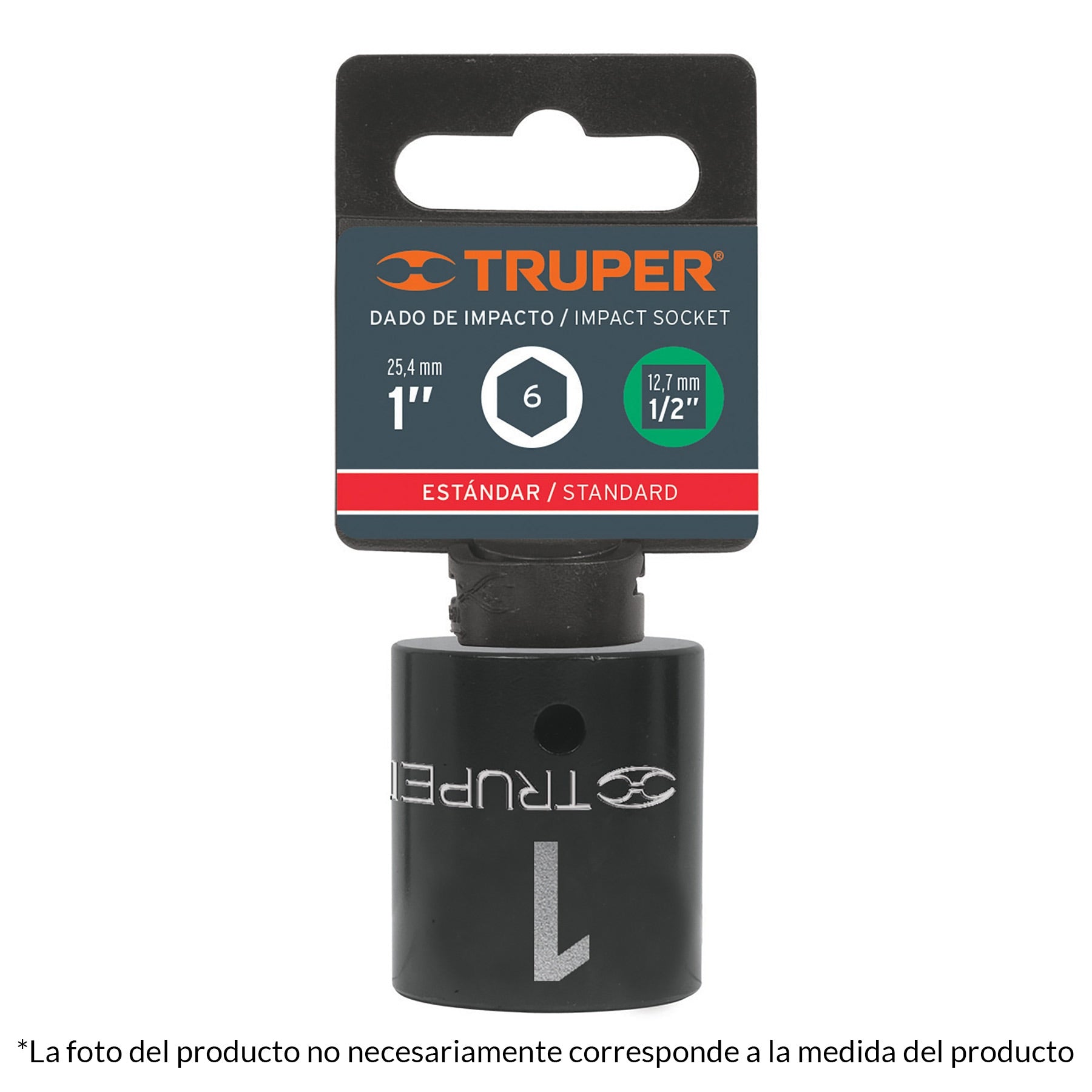 Dado cuadro 1/2" de impacto 6 puntas de 10 mm, Truper