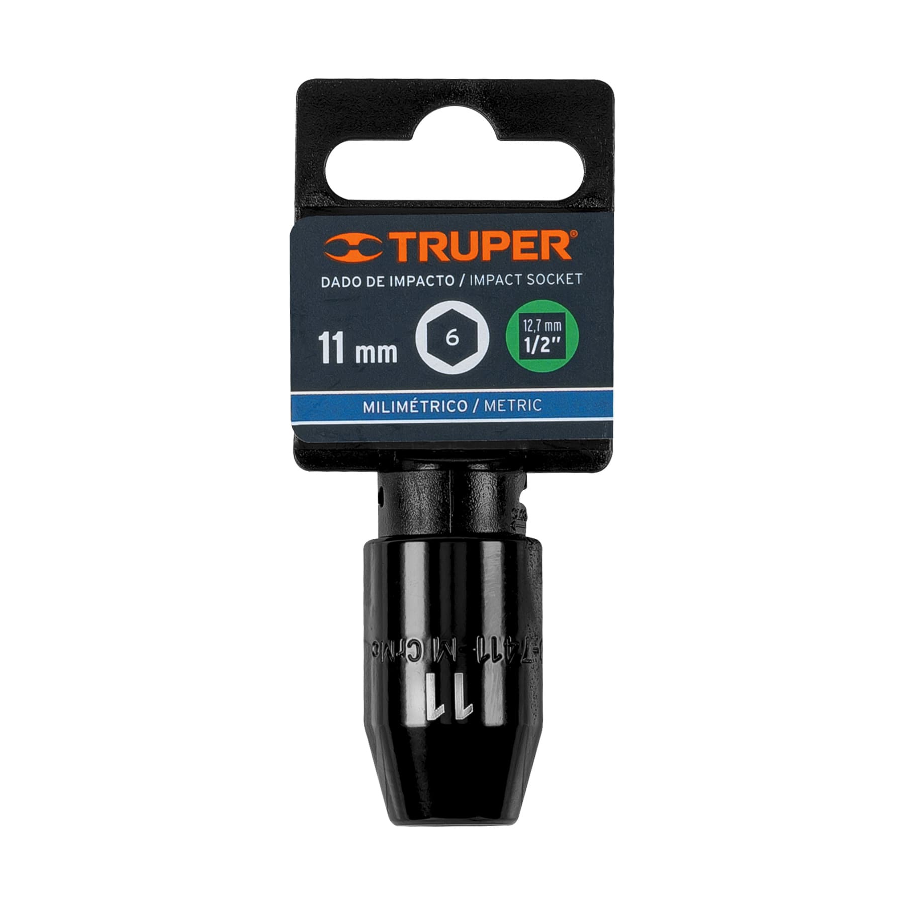 Dado cuadro 1/2" de impacto 6 puntas de 11 mm, Truper
