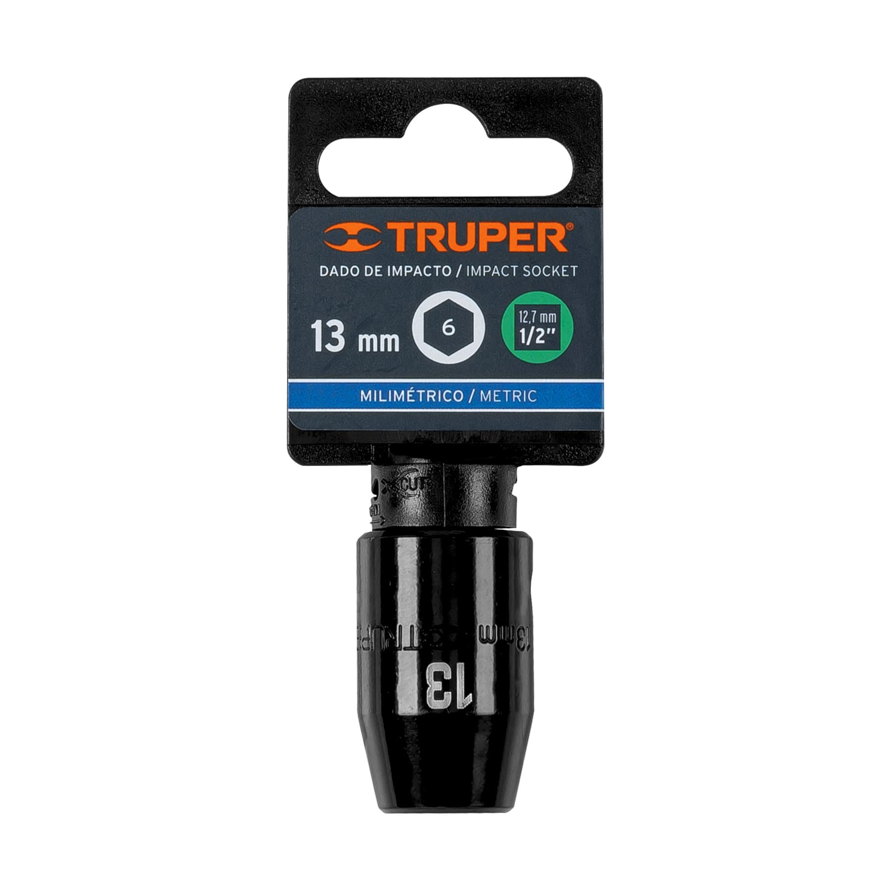 Dado cuadro 1/2" de impacto 6 puntas de 13 mm, Truper