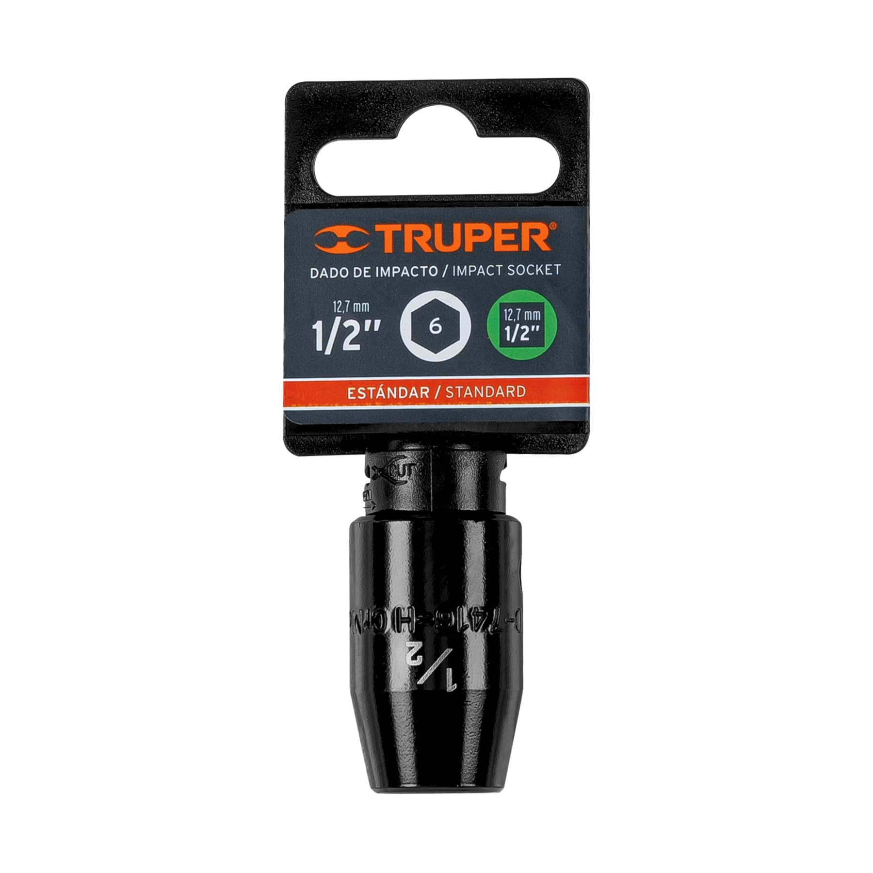 Dado de impacto de 1/2", 6 puntas, cuadro 1/2", Truper