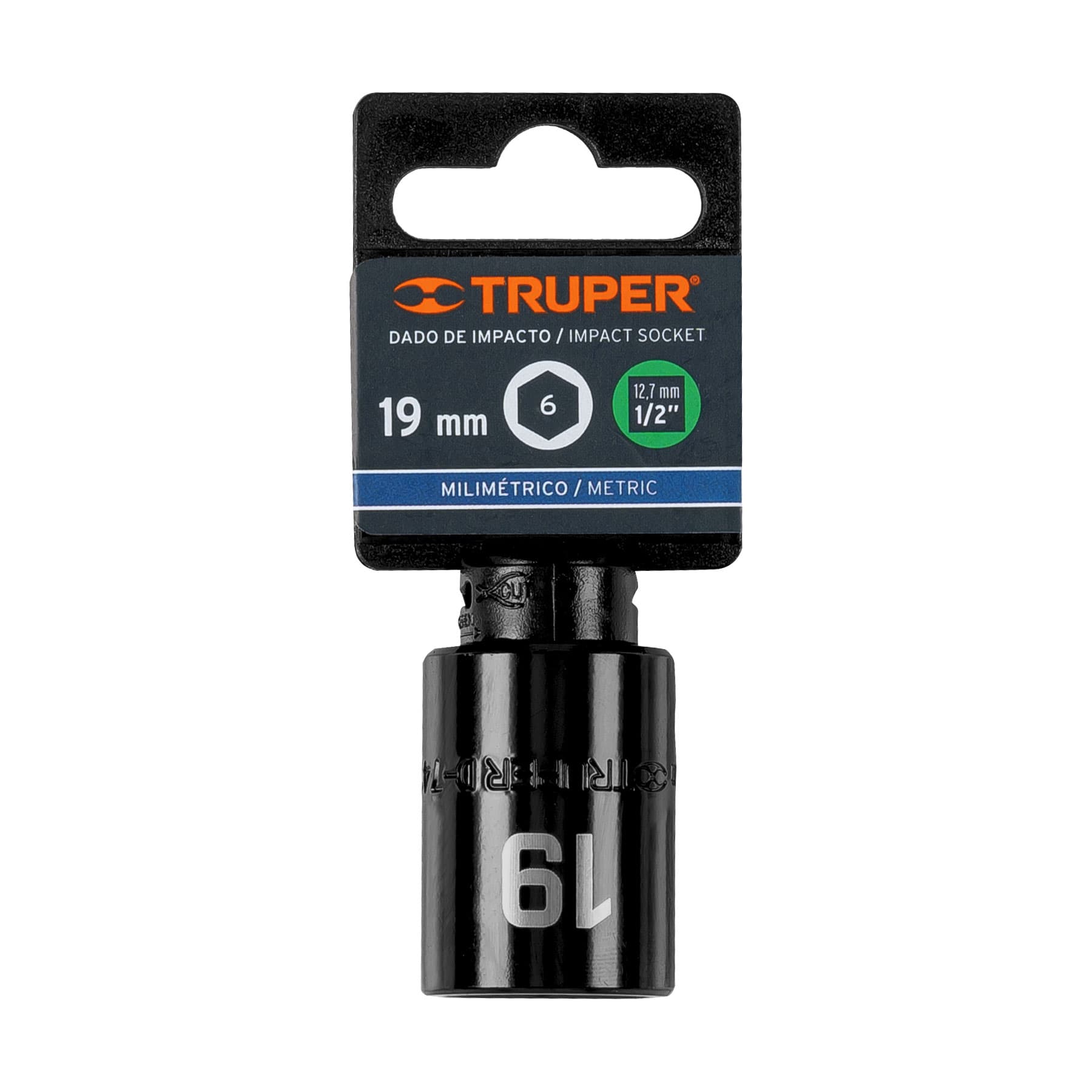 Dado cuadro 1/2" de impacto 6 puntas de 19 mm, Truper