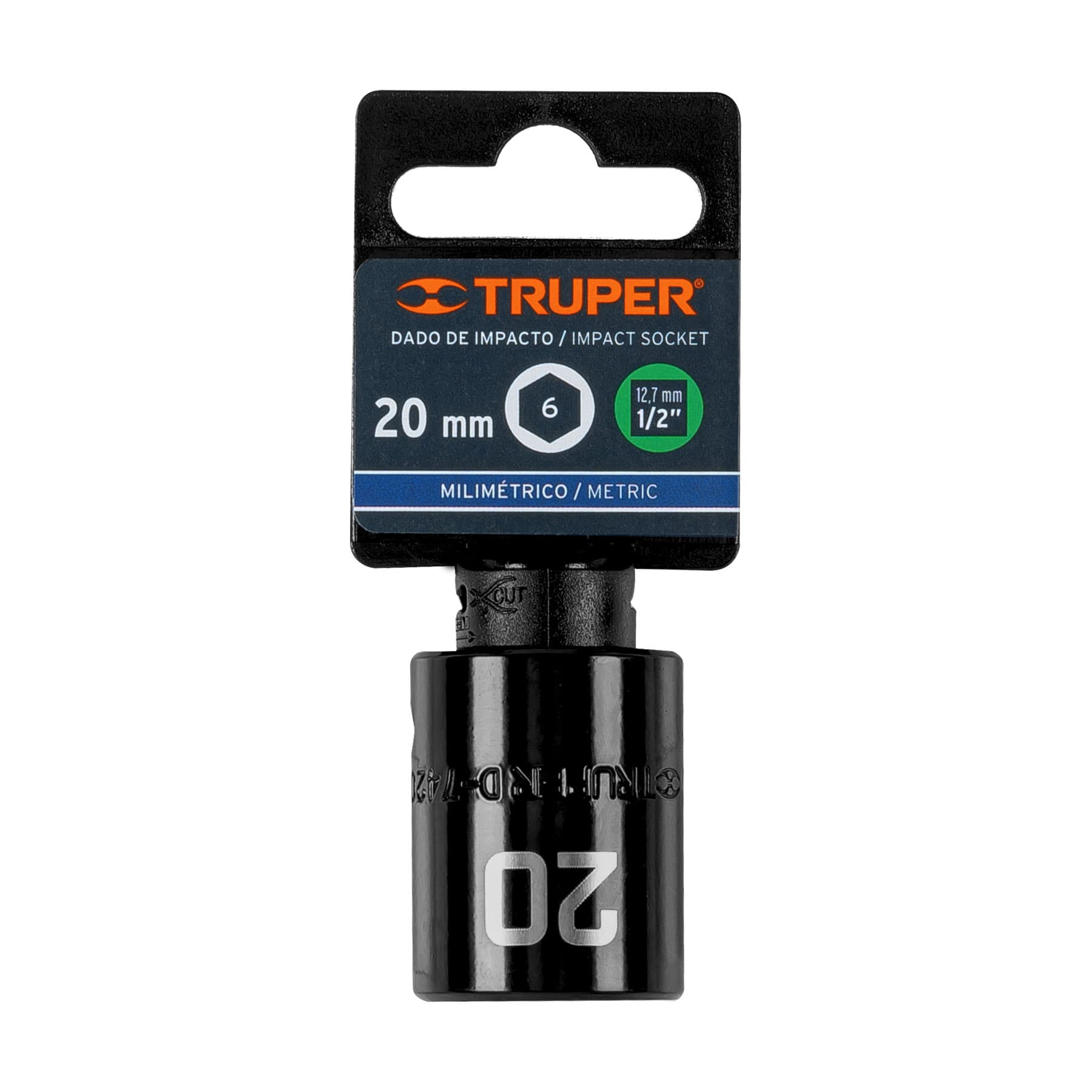 Dado cuadro 1/2" de impacto 6 puntas de 20 mm, Truper