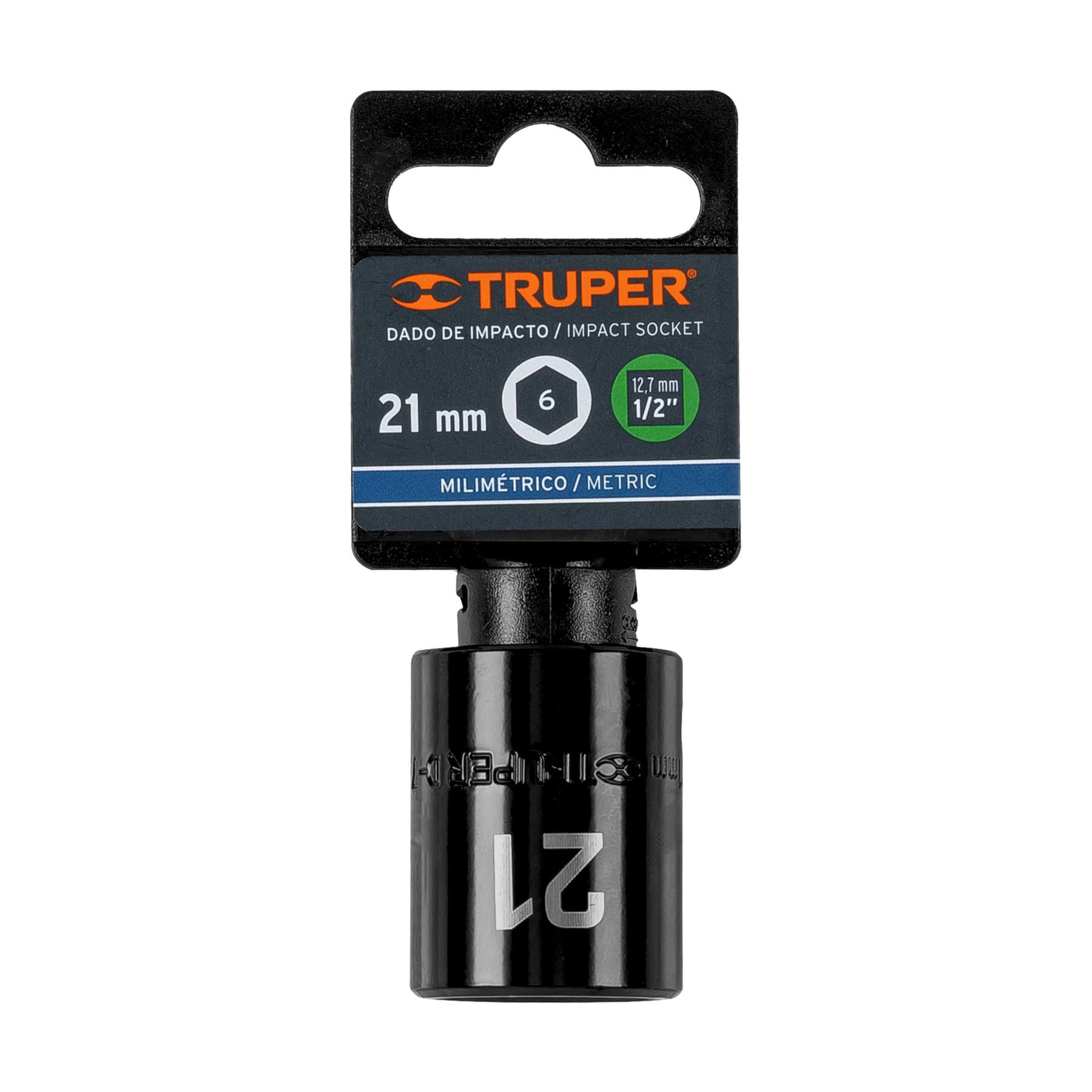 Dado cuadro 1/2" de impacto 6 puntas de 21 mm, Truper