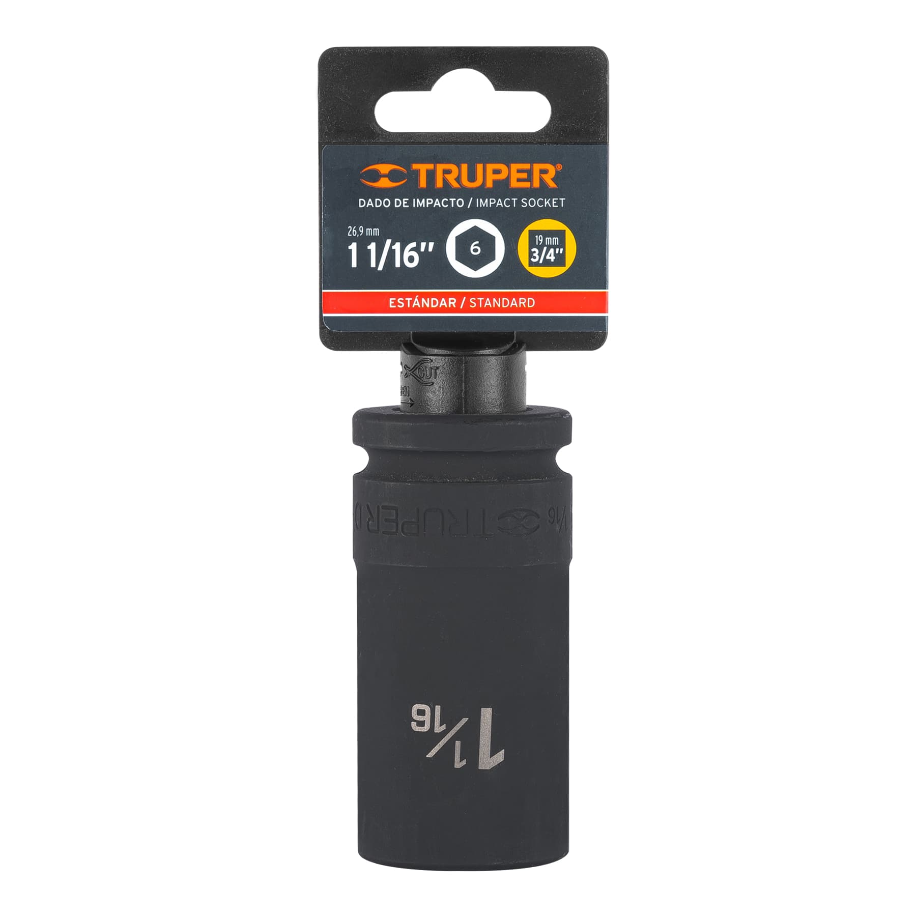 Dado largo de impacto de 1-1/16", 6 puntas, cuadro 3/4"