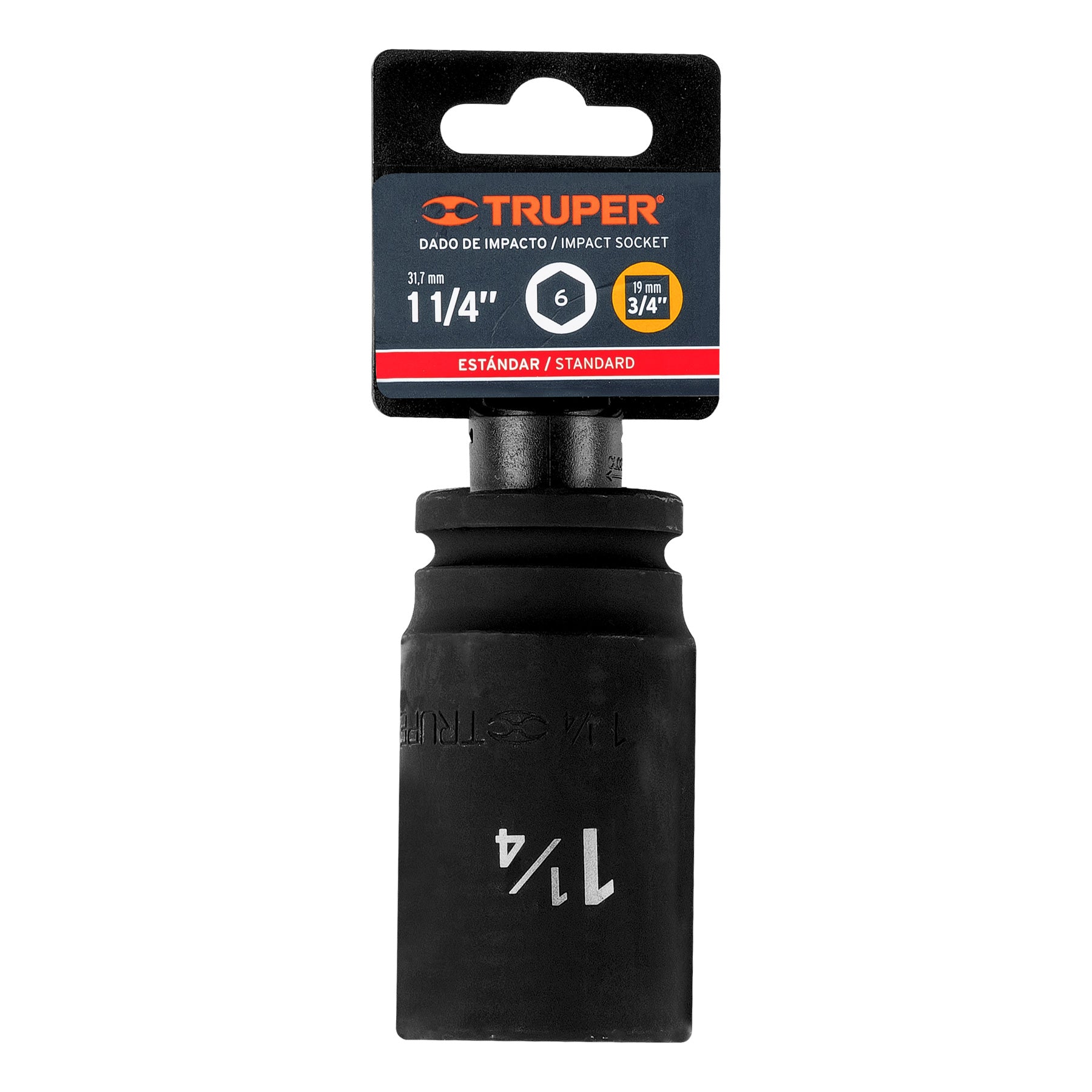 Dado largo de impacto de 1-1/4", 6 puntas, cuadro 3/4"