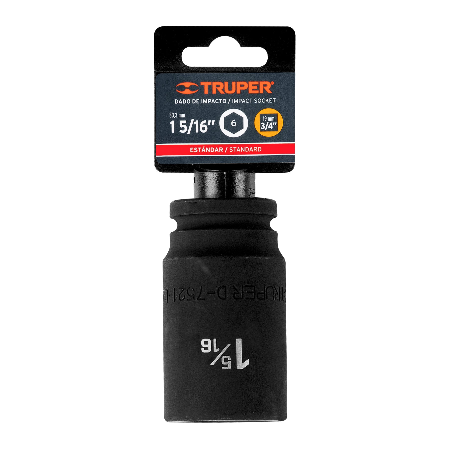 Dado largo de impacto de 1-5/16", 6 puntas, cuadro 3/4"