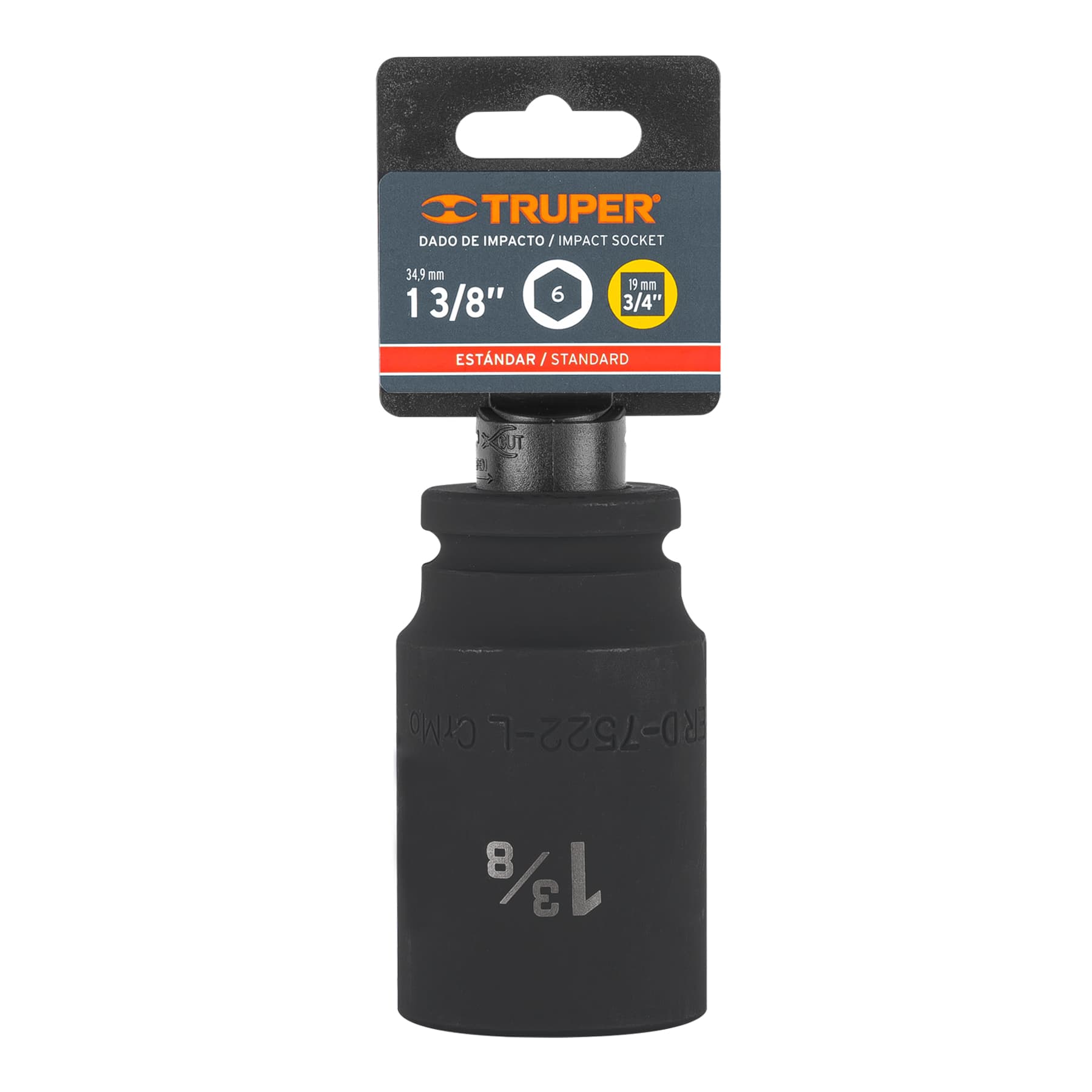 Dado largo de impacto de 1-3/8", 6 puntas, cuadro 3/4"