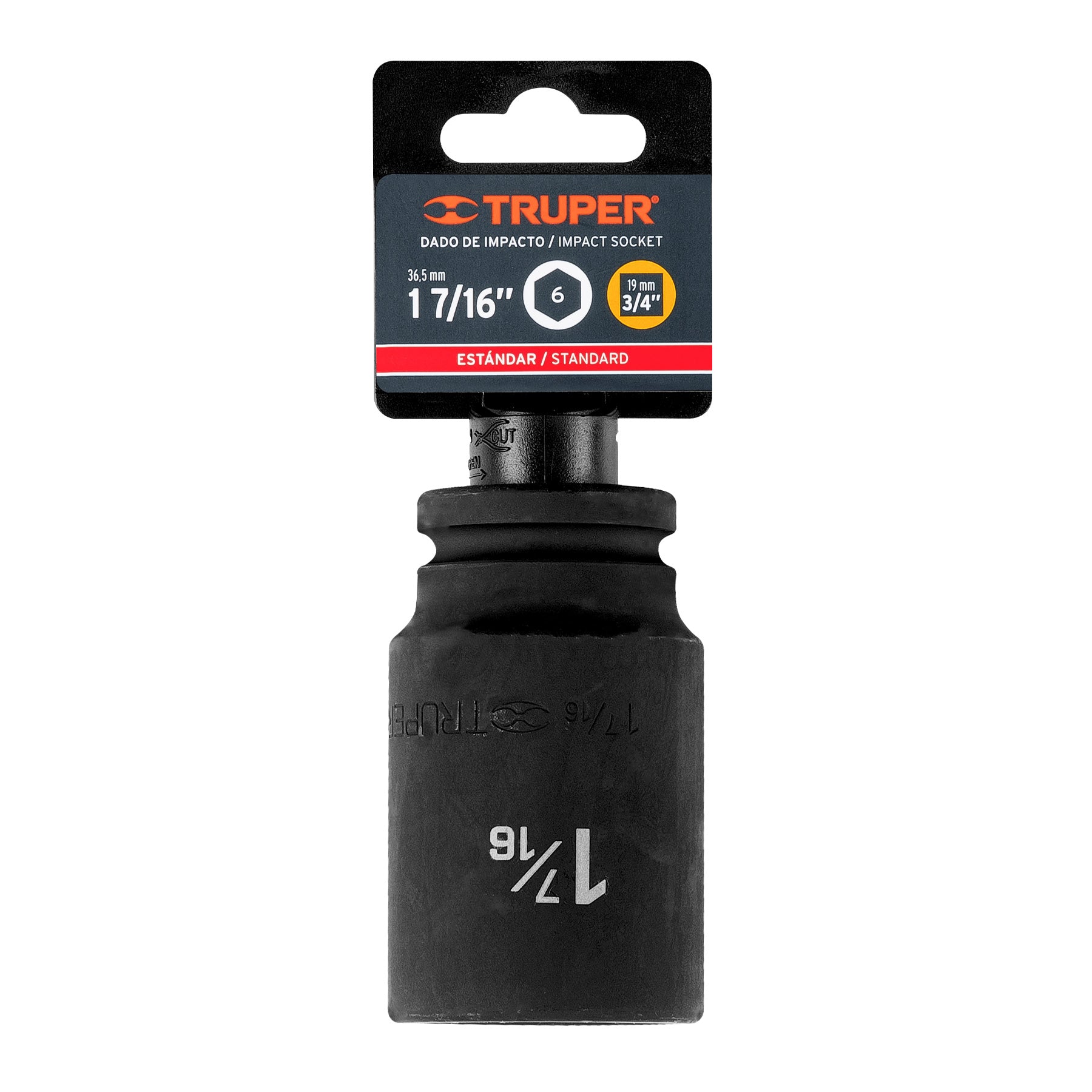 Dado largo de impacto de 1-7/16", 6 puntas, cuadro 3/4"