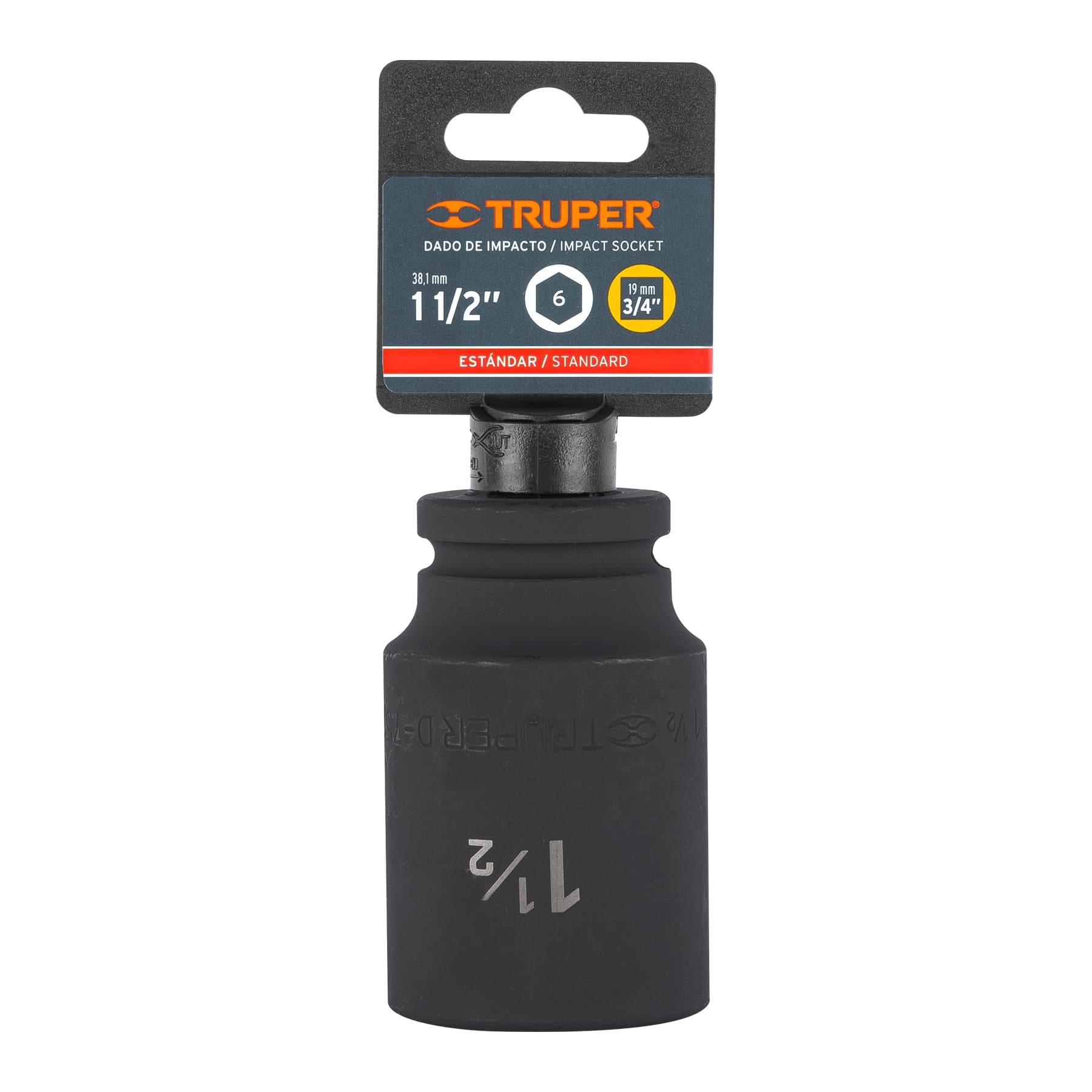 Dado largo de impacto de 1-1/2", 6 puntas, cuadro 3/4"