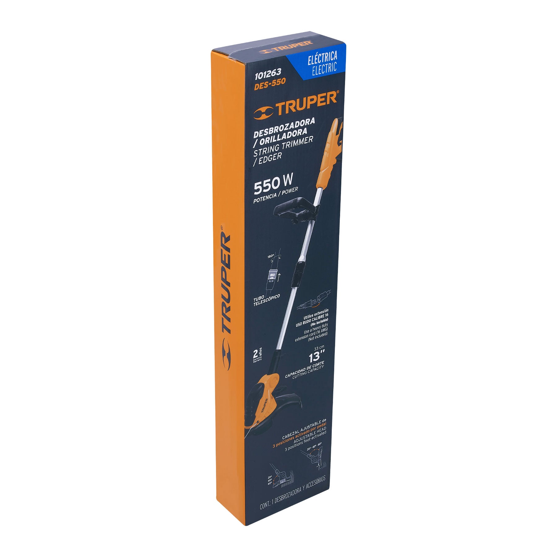 Desbrozadora eléctrica 550 W mango "D", 13" corte, Truper