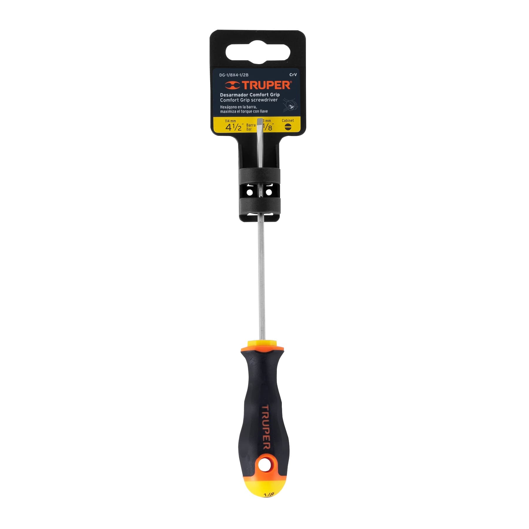 Desarmador cabinet 1/8" x 4-1/2" mango Comfort Grip, Truper