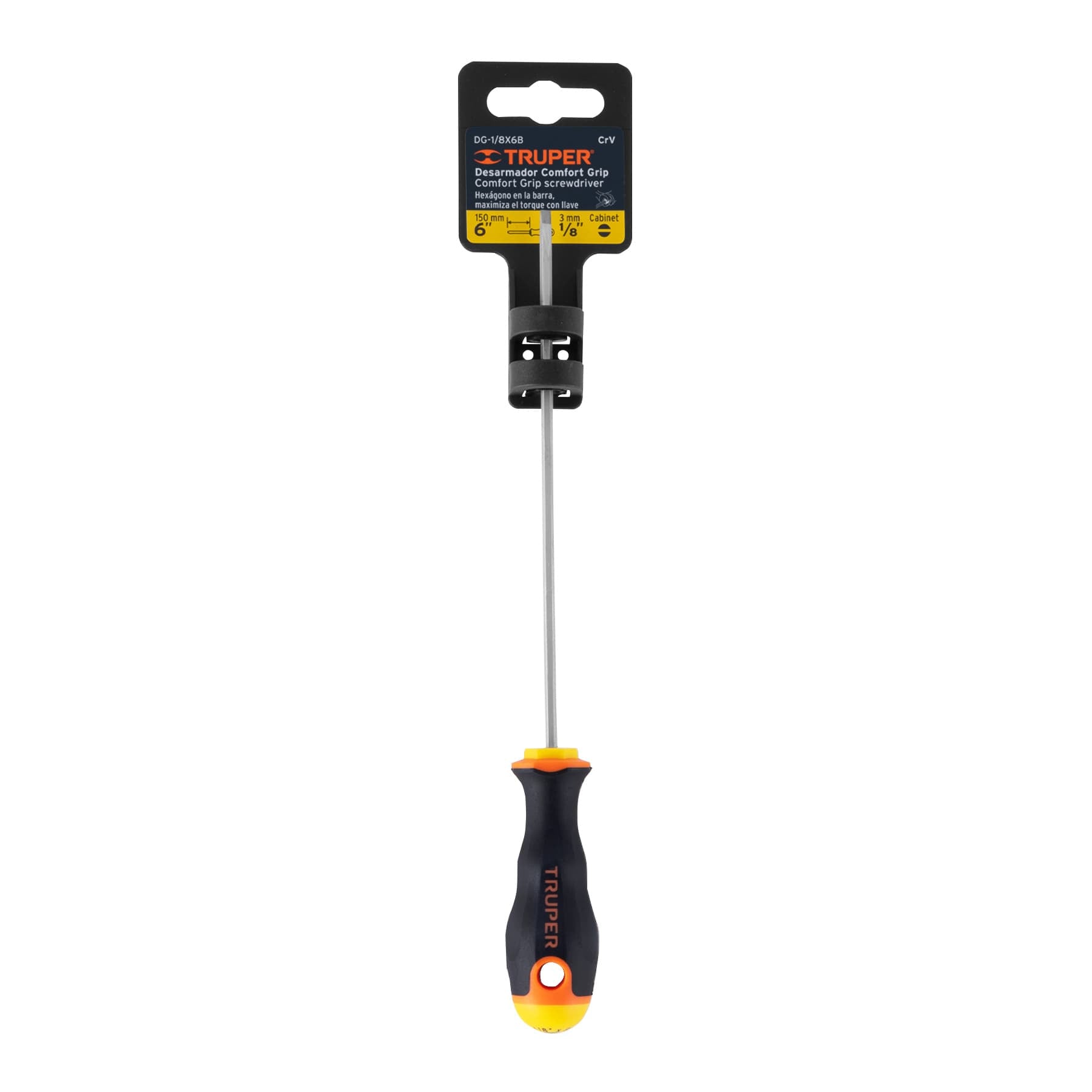 Desarmador cabinet 1/8" x 6" mango Comfort Grip, Truper