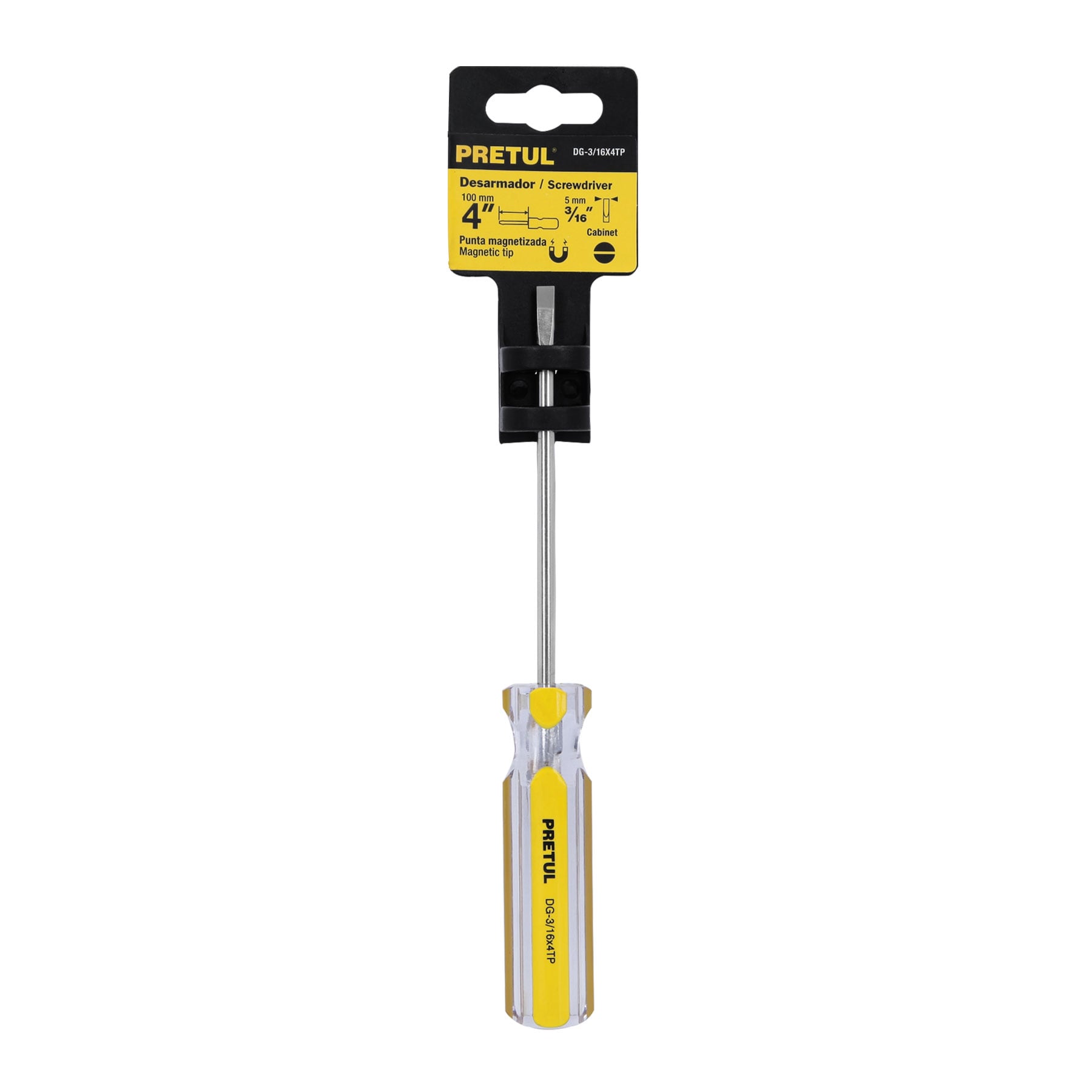 Desarmador cabinet 3/16 x 4" mango de PVC, Pretul