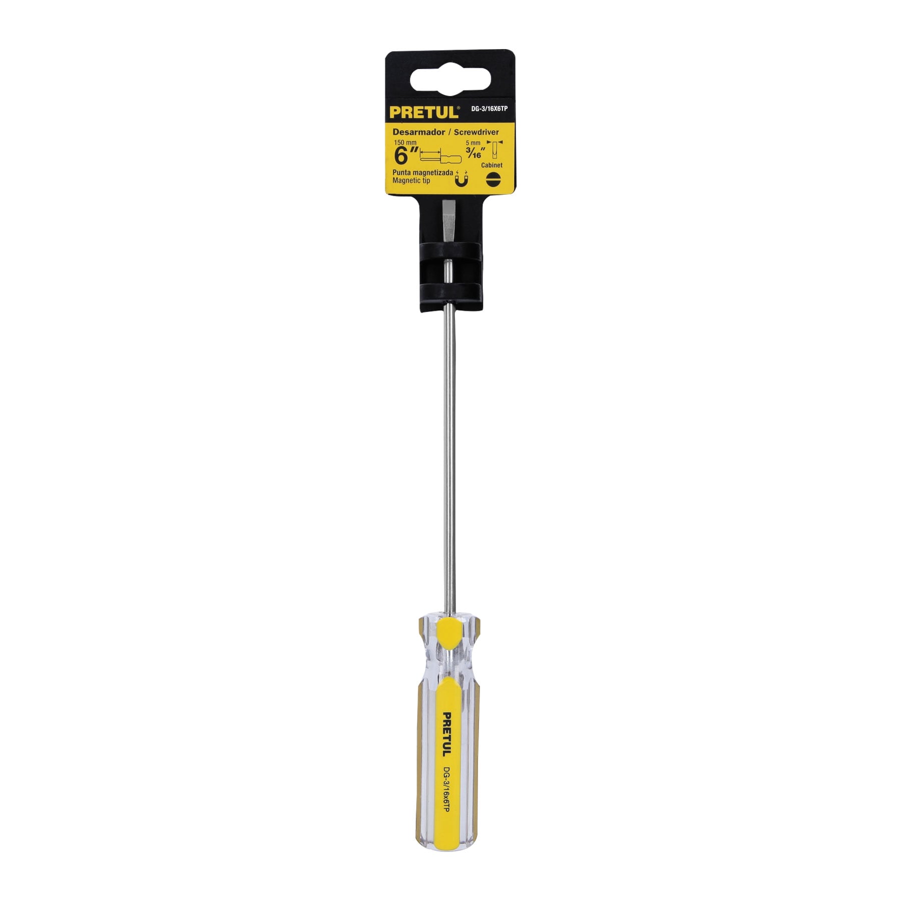 Desarmador cabinet 3/16 x 6" mango de PVC, Pretul