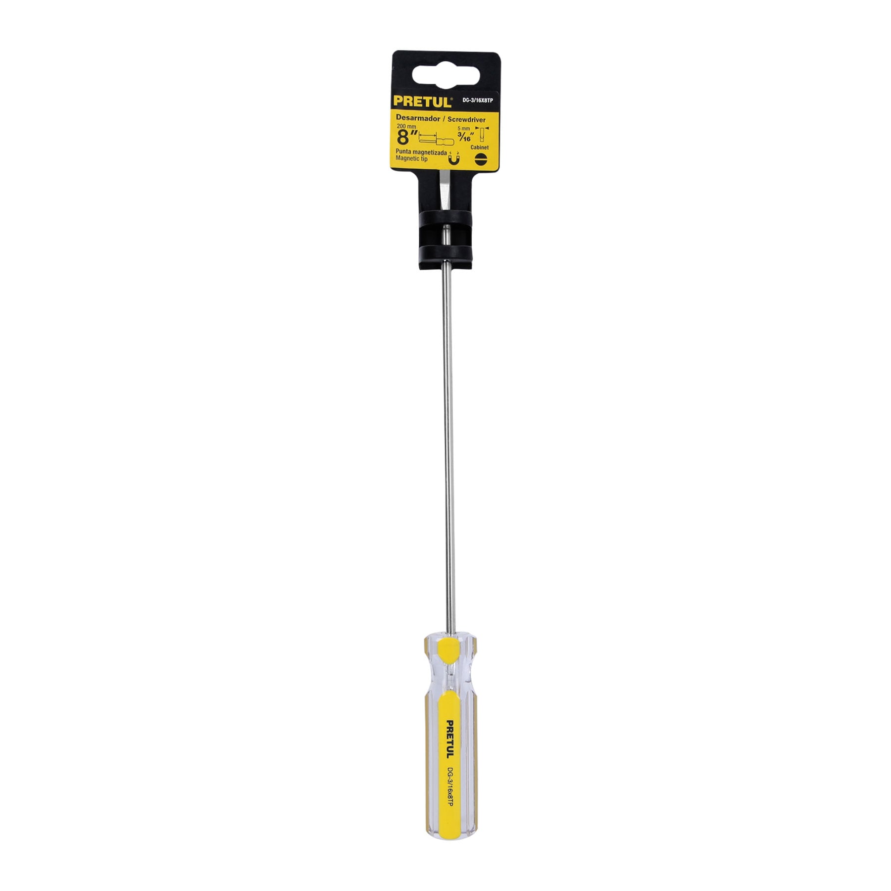 Desarmador cabinet 3/16 x 8" mango de PVC, Pretul