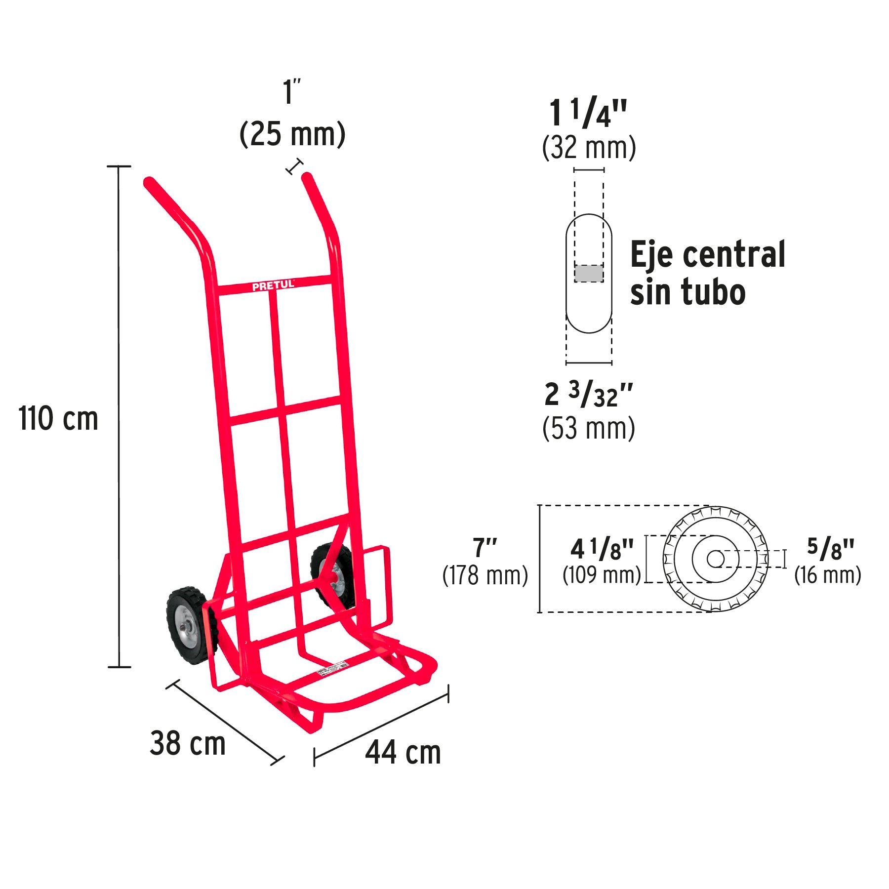 Diablo de carga de 200 kg, ruedas sólidas, balero sencillo