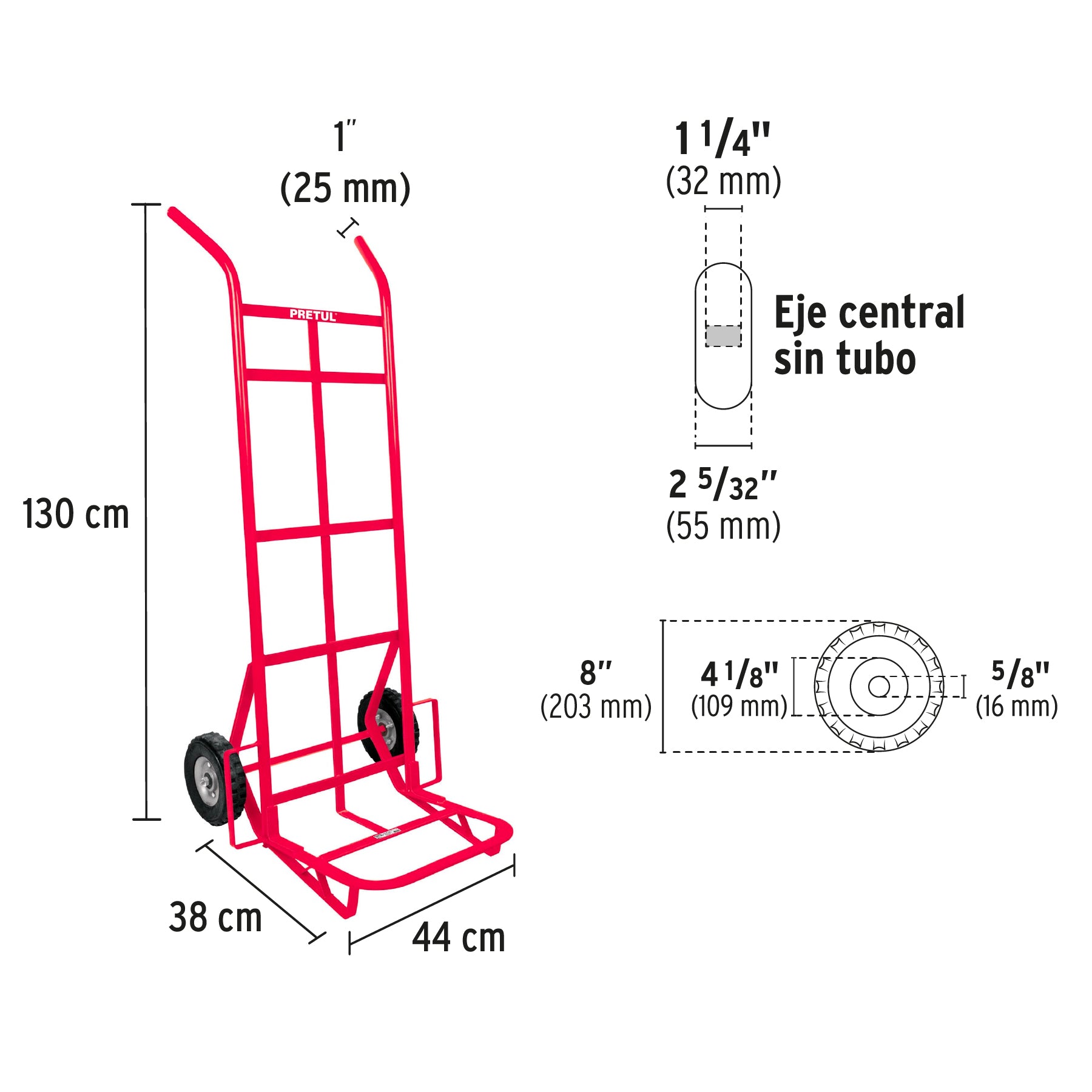 Diablo de carga de 300 kg, ruedas sólidas, doble balero