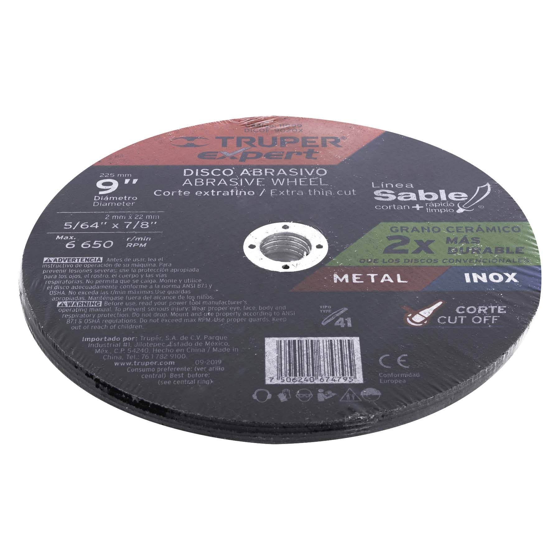 Disco Tipo 41 de 9" x 2 mm corte fino de metal, Expert