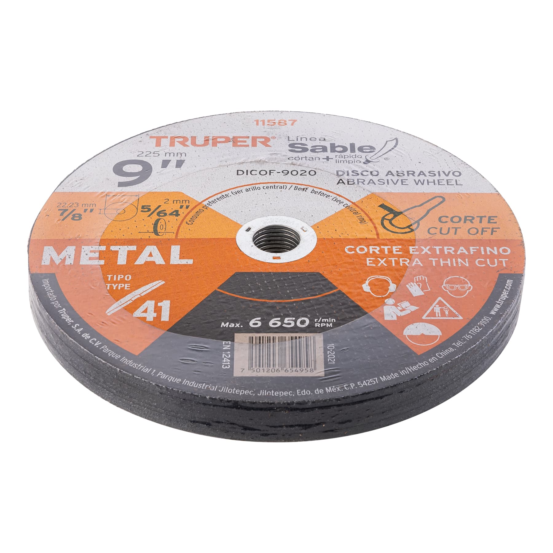 Disco Tipo 41 de 9" x 2 mm corte fino de metal, Sable