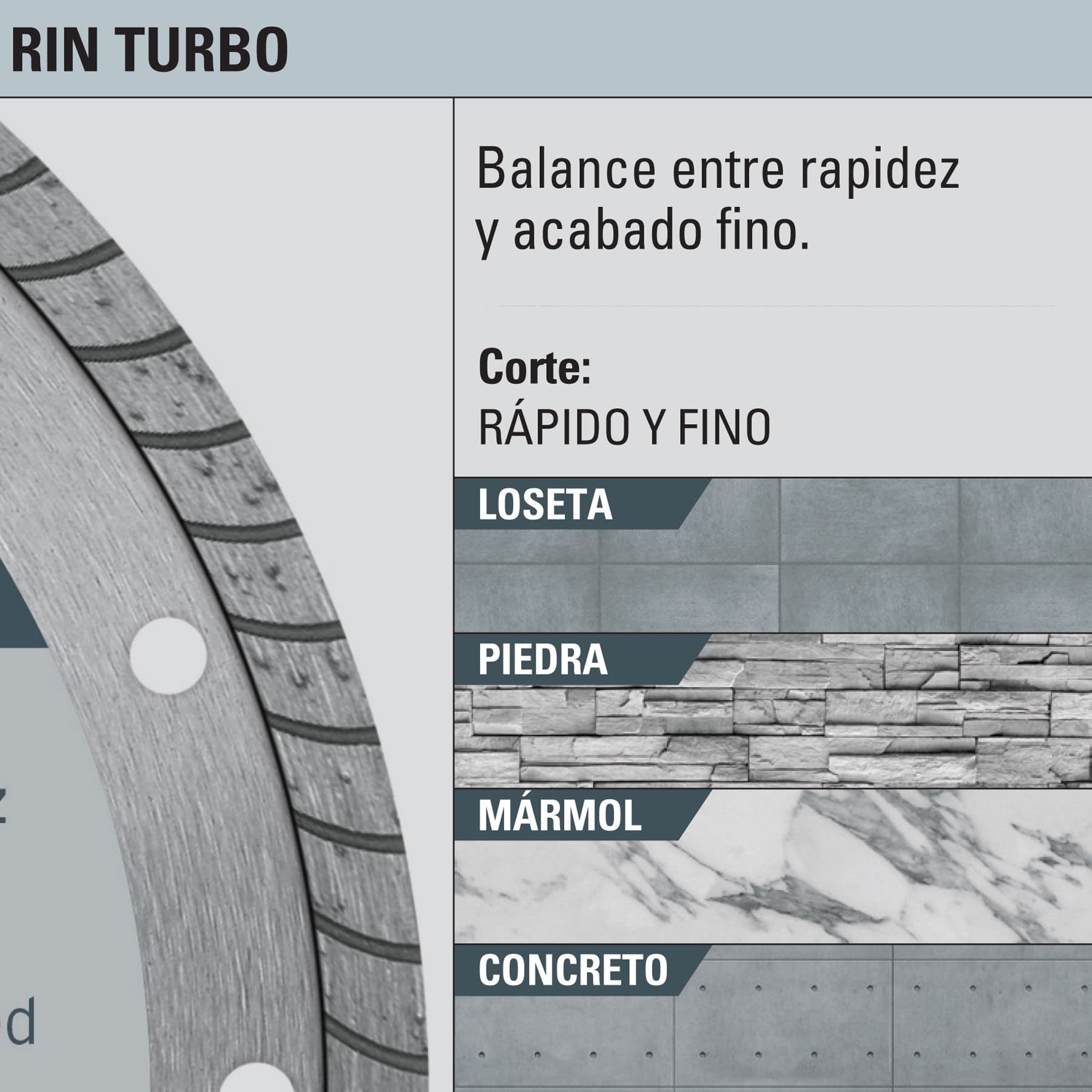 Disco de diamante de 4-1/2" x 2.2 mm, rin turbo, Truper