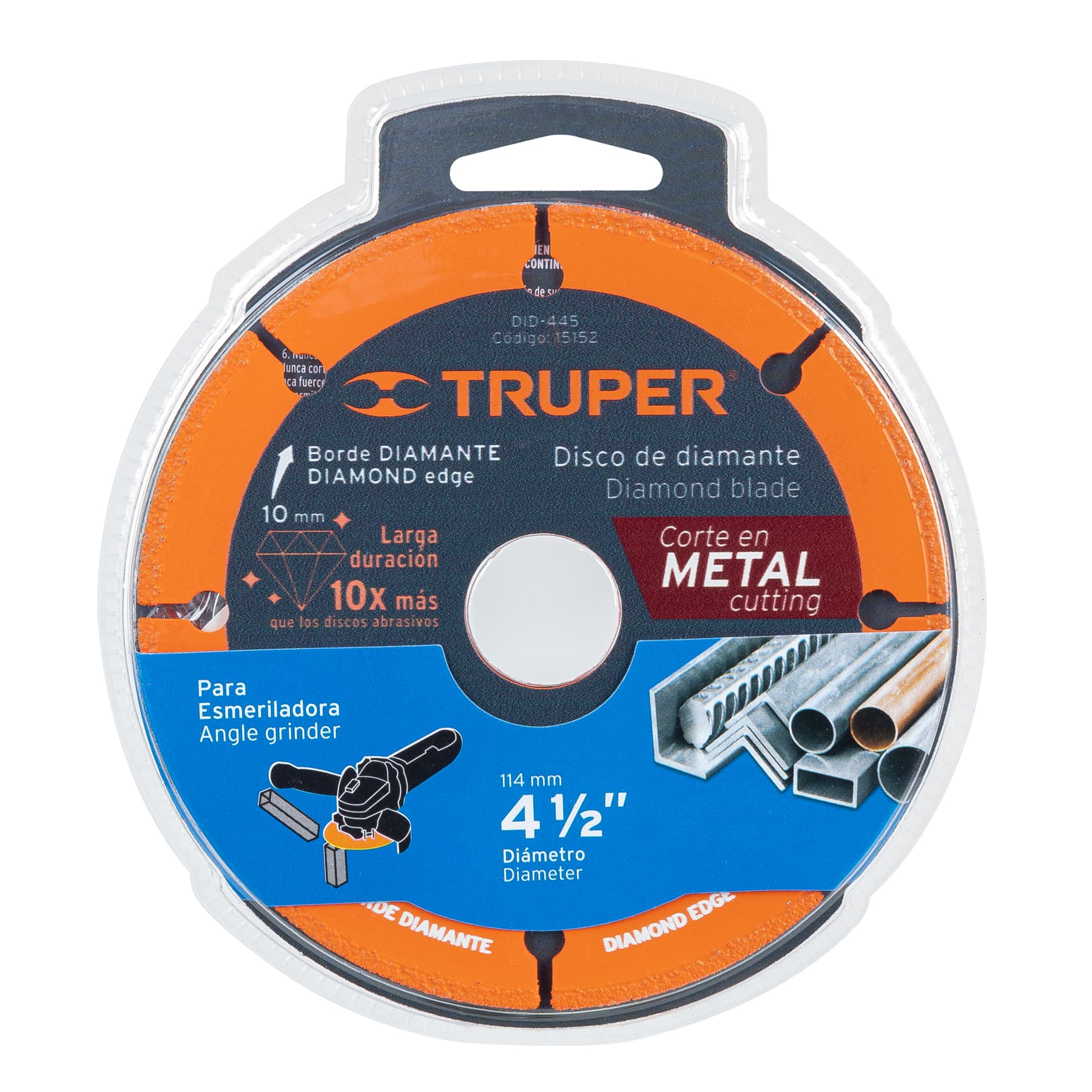 Disco de diamante de 4-1/2" x 1.6 mm, corte de metal, Truper