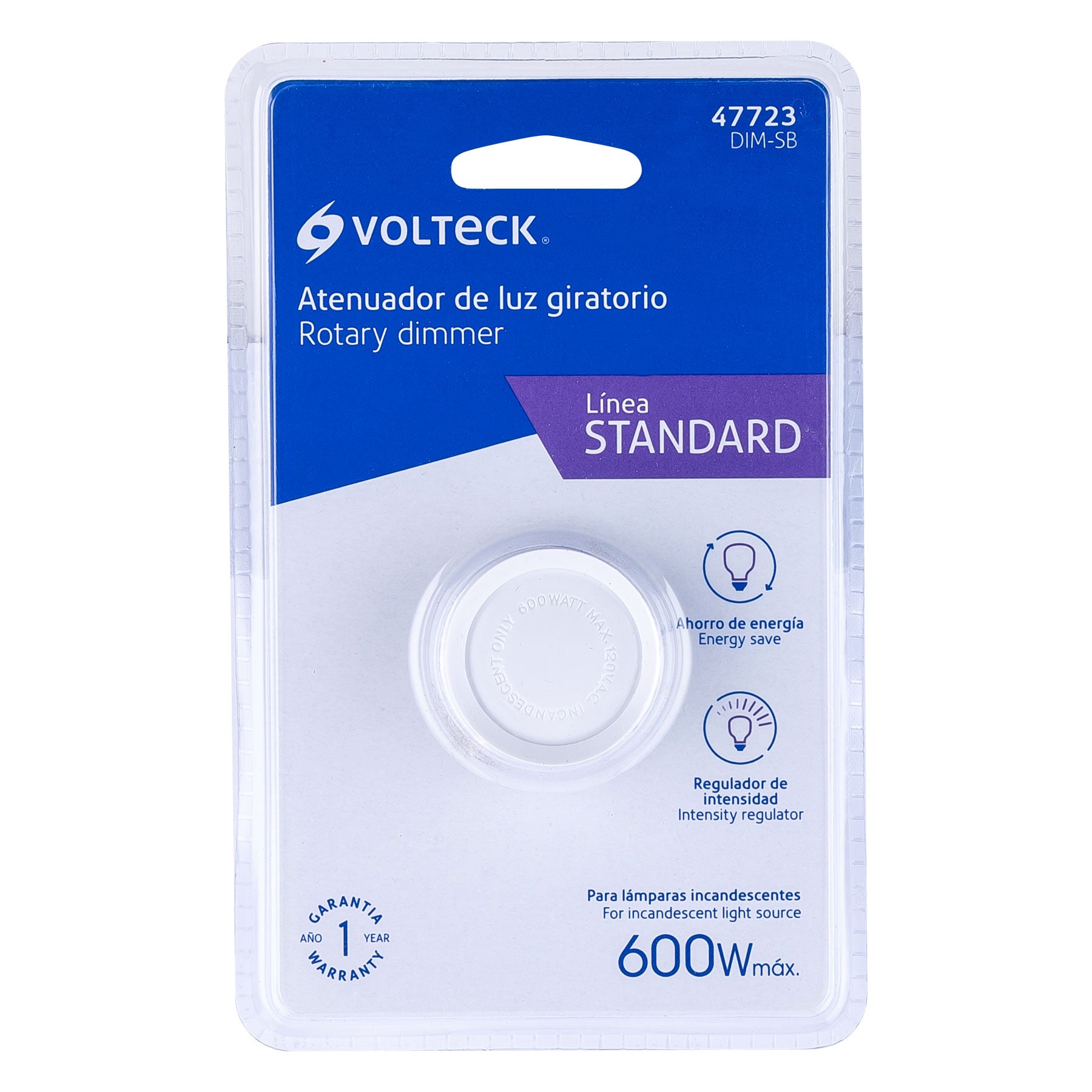 Atenuador de luz giratorio, Standard, blanco, Volteck