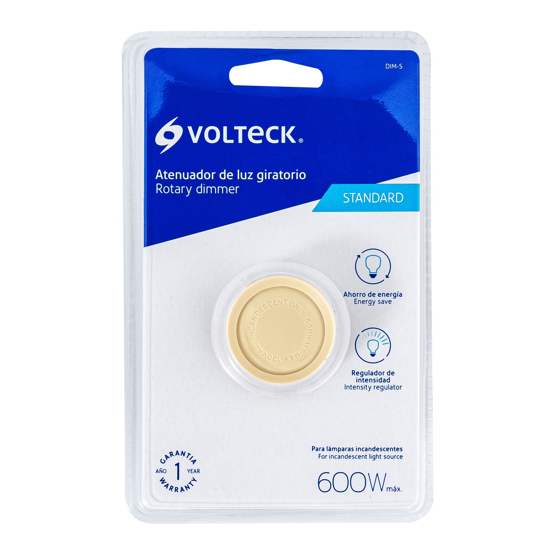 Atenuador de luz giratorio, Standard, marfil, Volteck