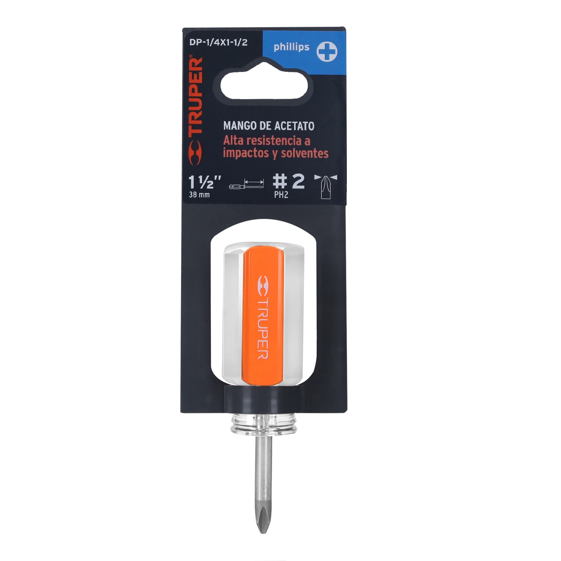 Desarmador de cruz 1/4" x 1-1/2" mango de acetato, Truper