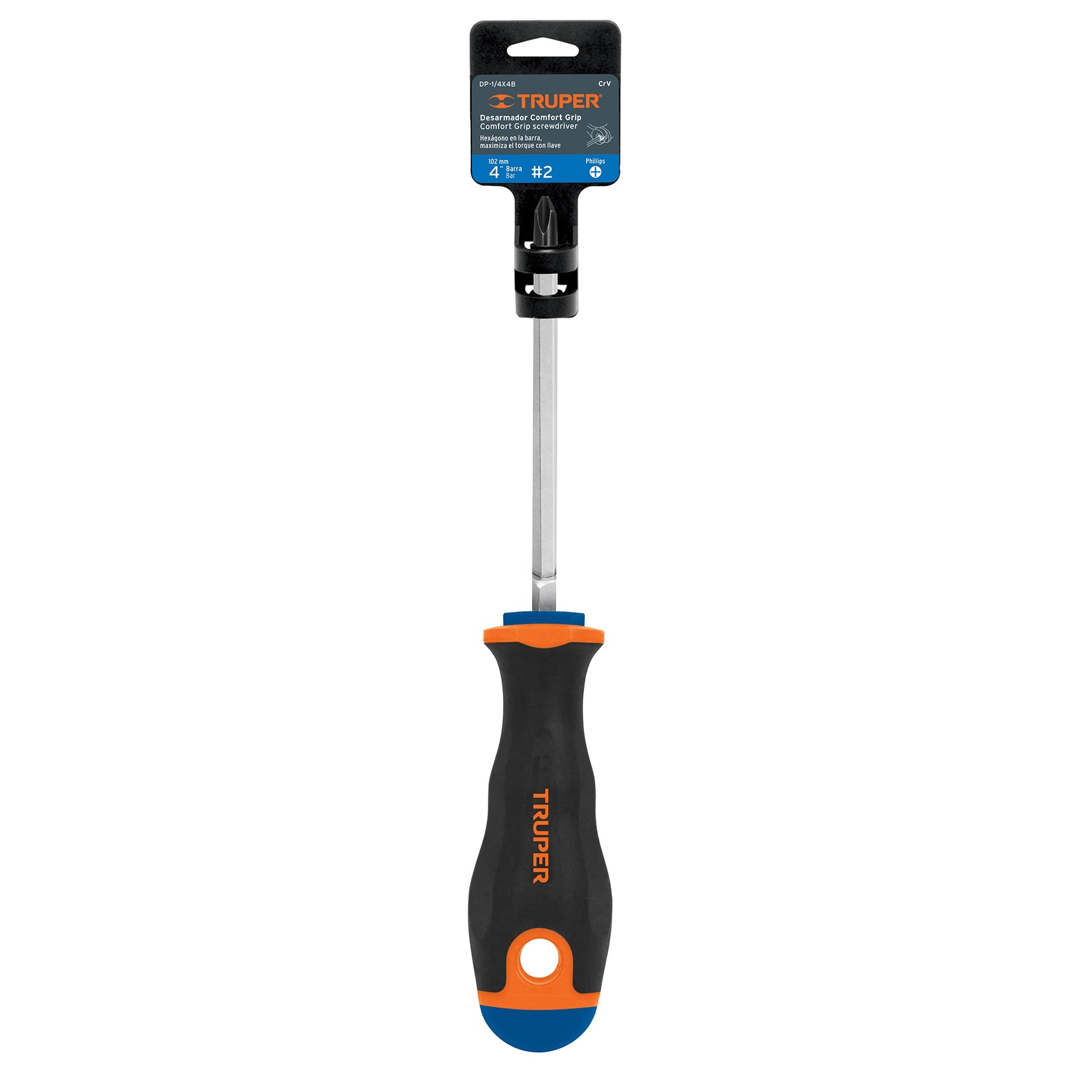 Desarmador de cruz 1/4" x 4" mango Comfort Grip, Truper